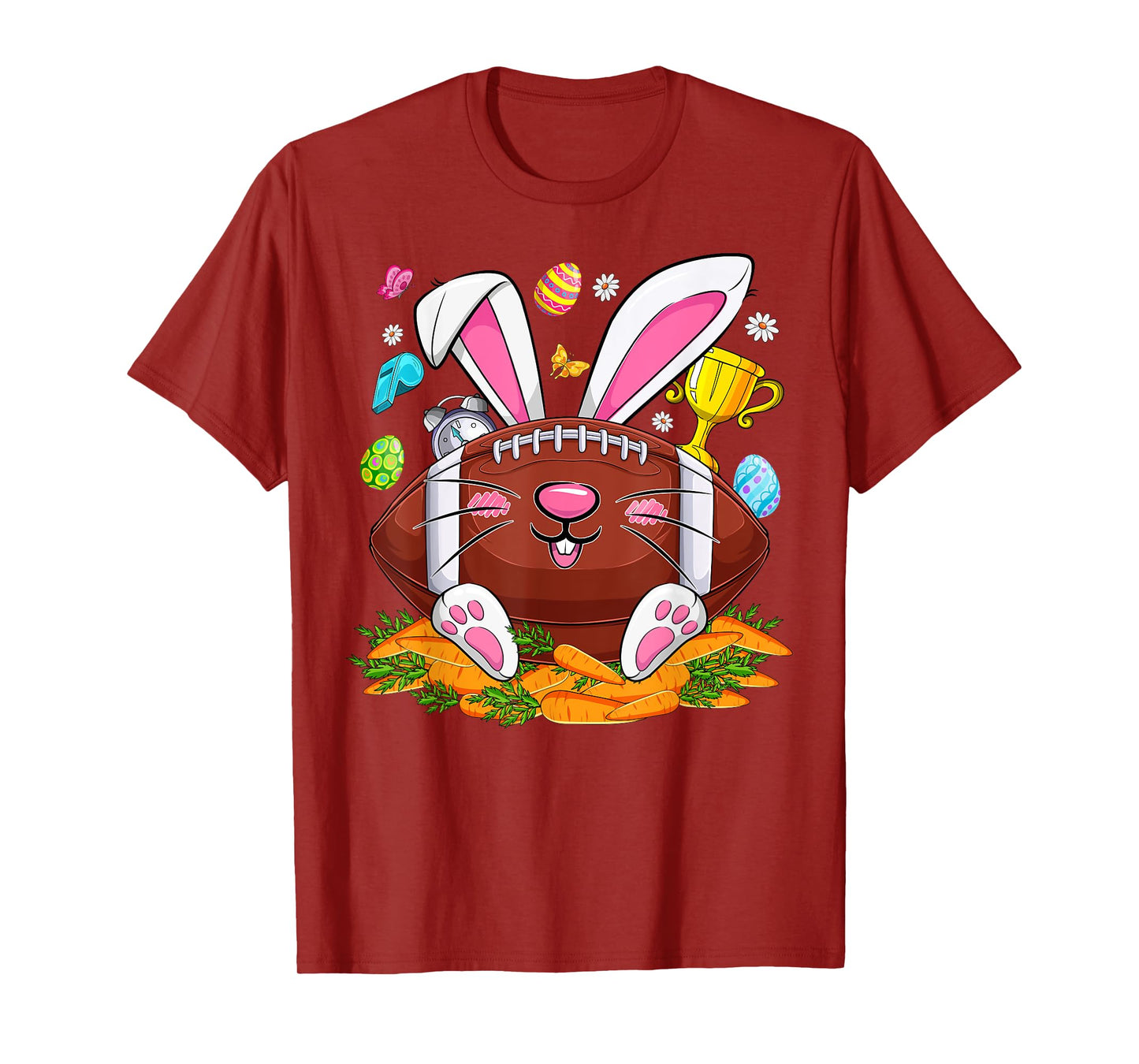 Funny Football & Bunny Face Eggs Happy Easter Day Men Boys T-Shirt