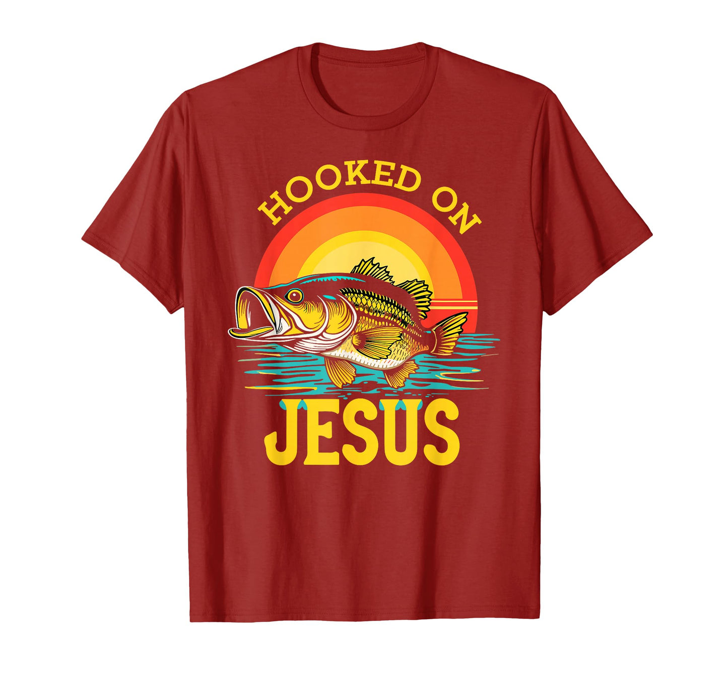 Hooked on Jesus Bible Verse Christian Fisherman Bass Fishing T-Shirt