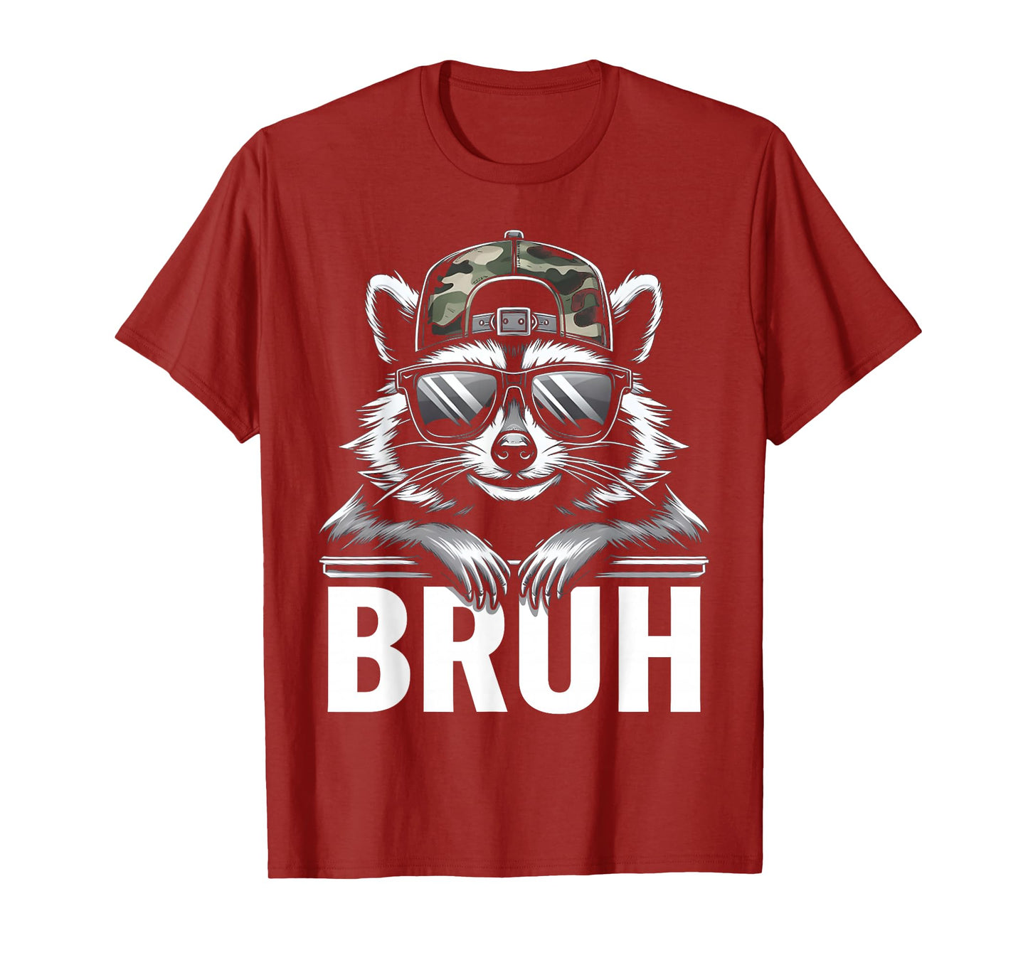 Bruh Raccoon Trash Racoon Camo Hat Youth Teens Kids Slang T-Shirt