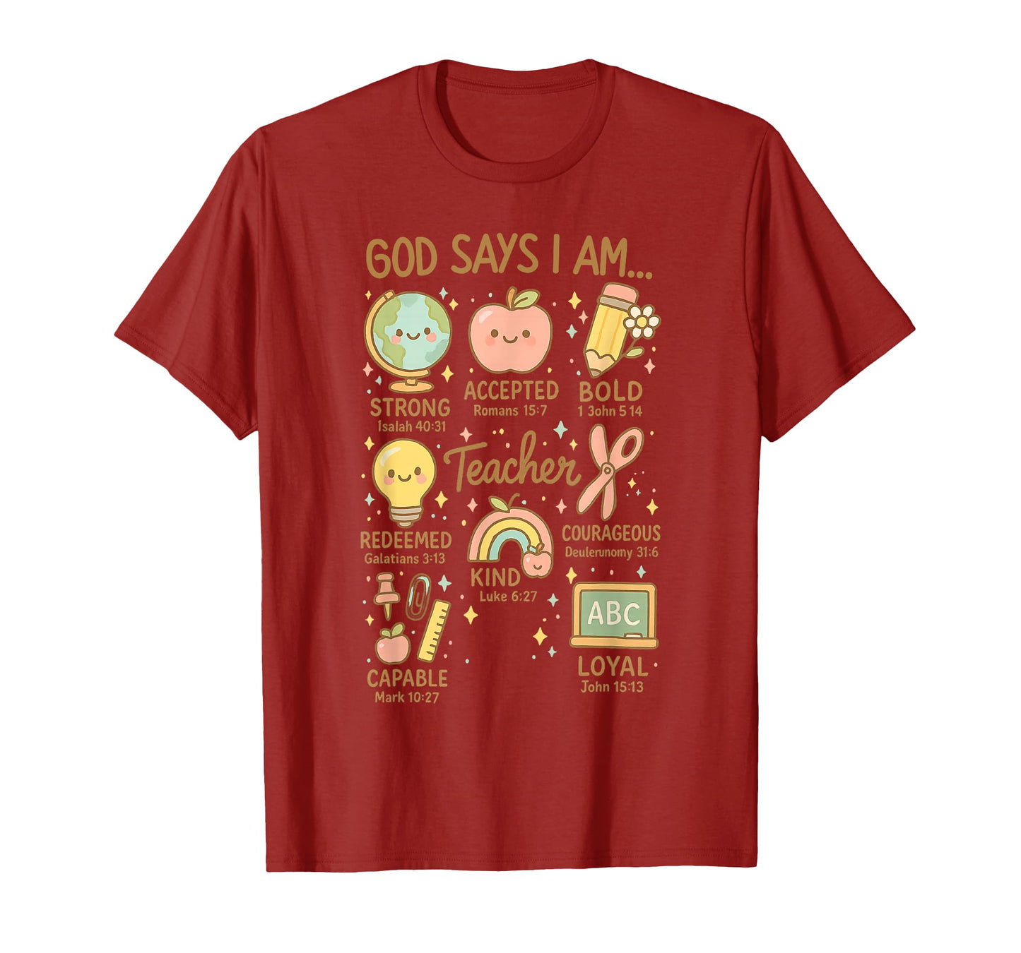 God Says I Am Christian Teacher Bible Back to School Kids T-Shirt