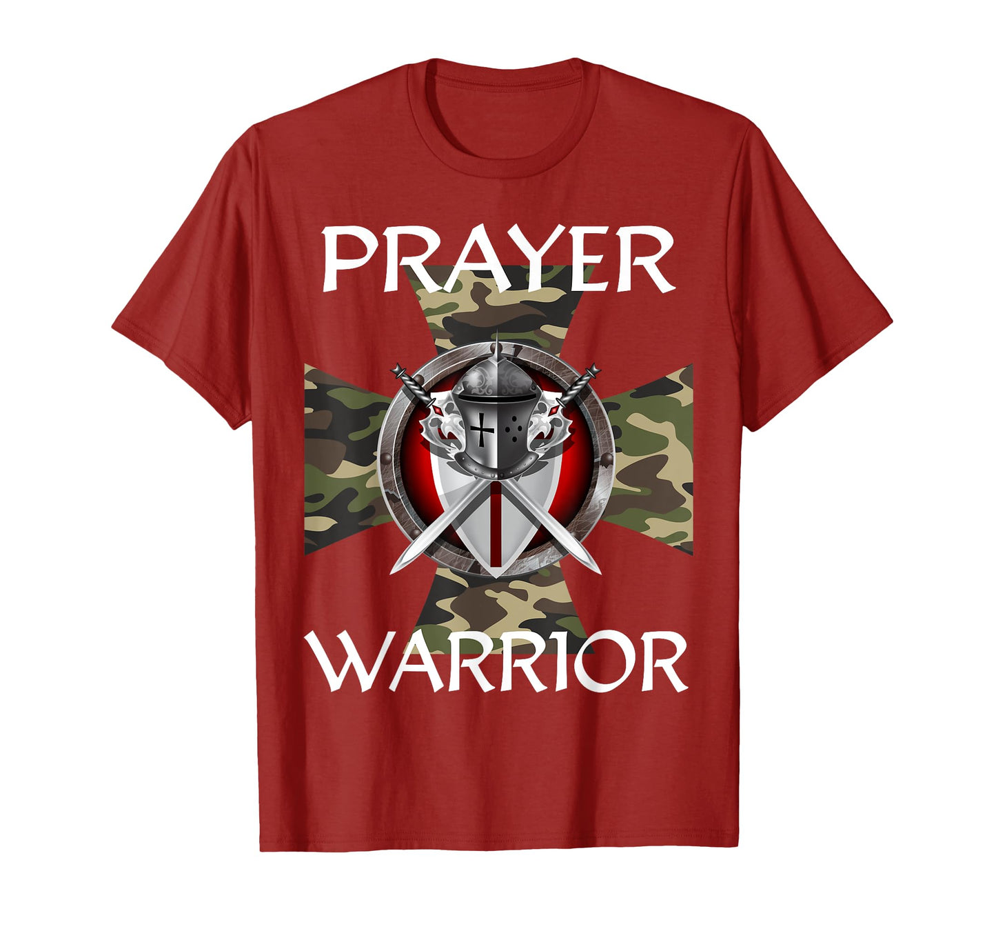 Christian Prayer Warrior Green Camo Cross Religious Messages T-Shirt