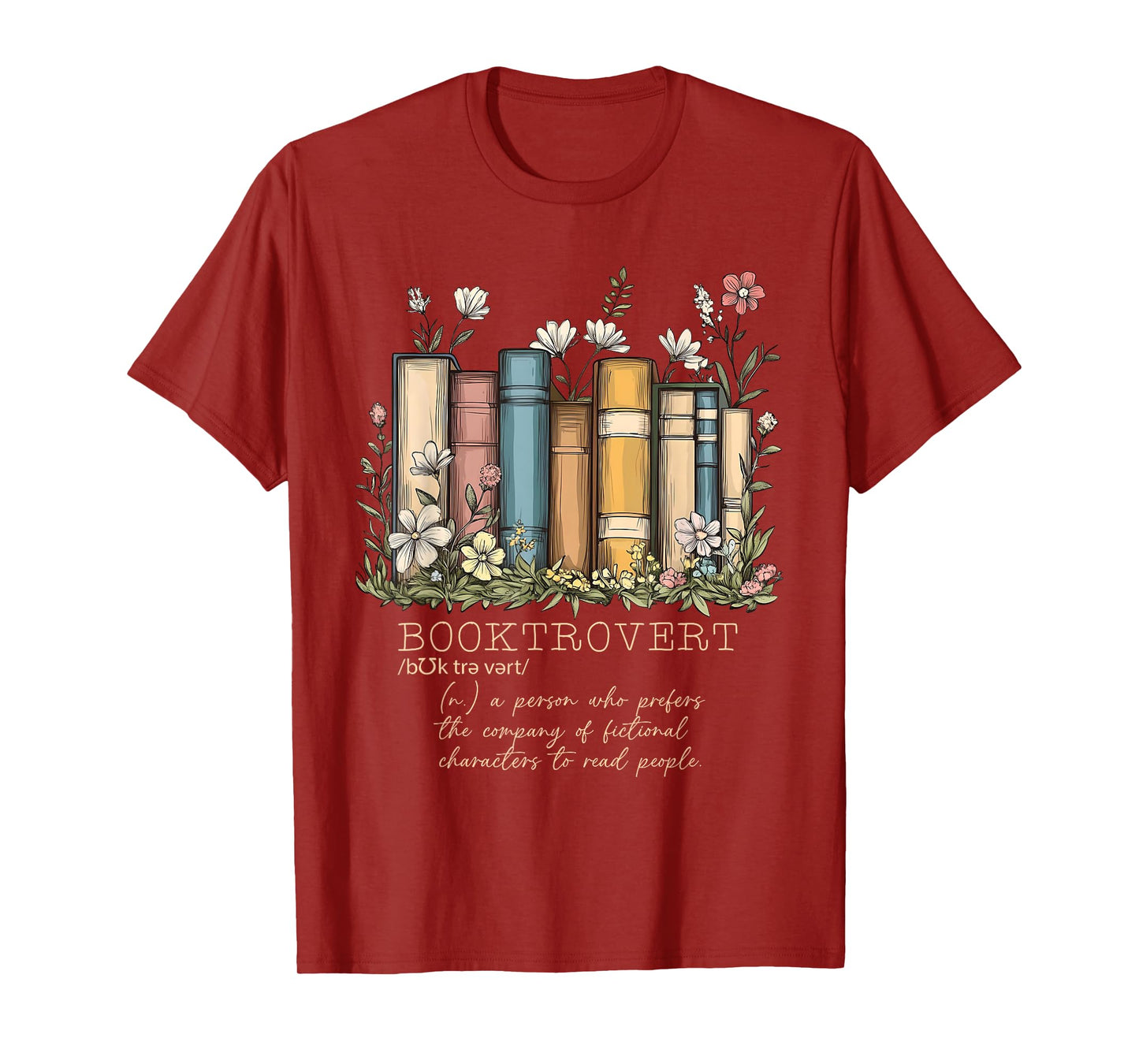 Floral Booktrovert Definition Bookworm Reading Book Lovers T-Shirt