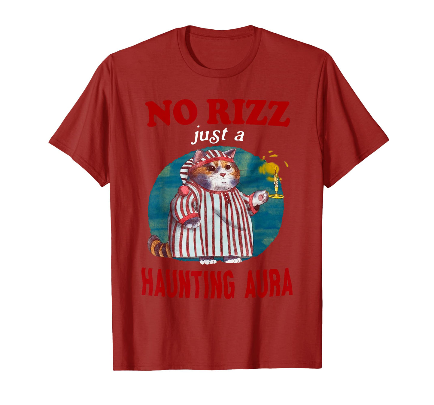 Retro Vintage No Rizz Just A Haunting Aura Funny Cat Meme T-Shirt for Men Women