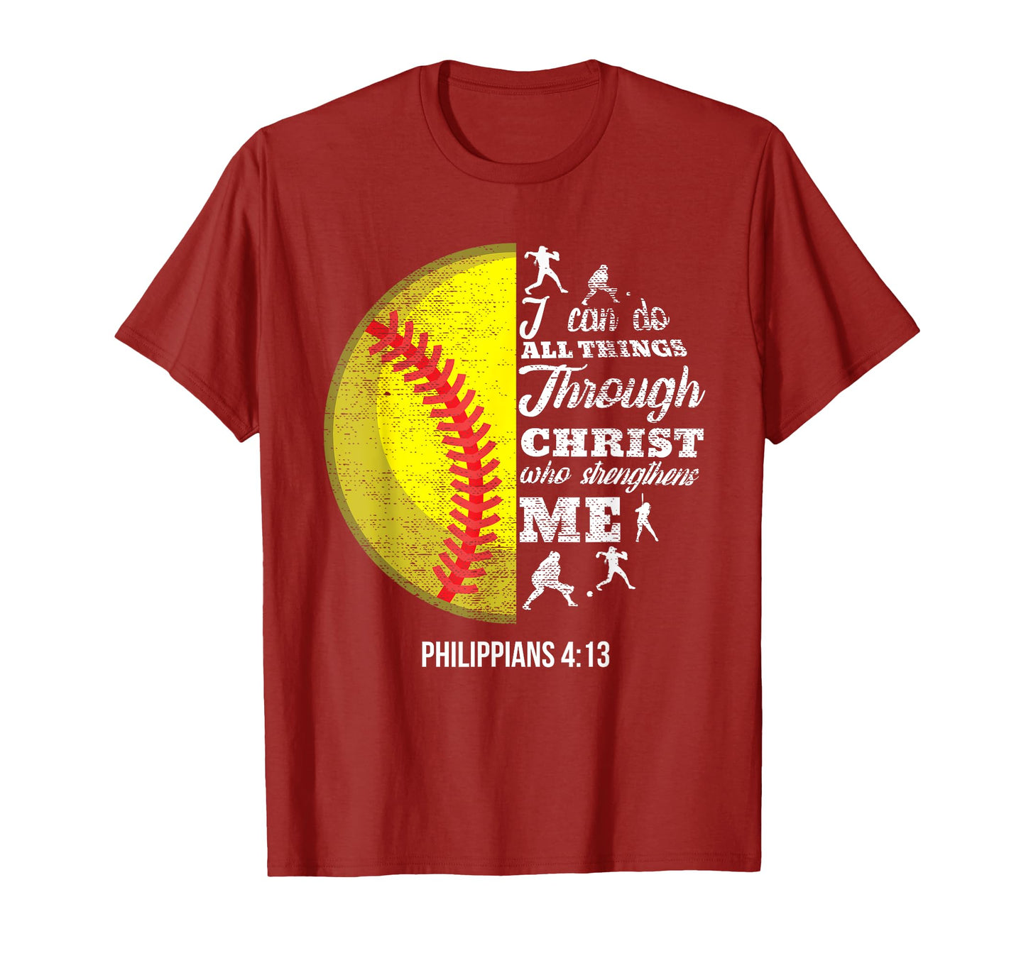 Philippians 4:13 Christian Softball Funny Bible Verse Gift T-Shirt