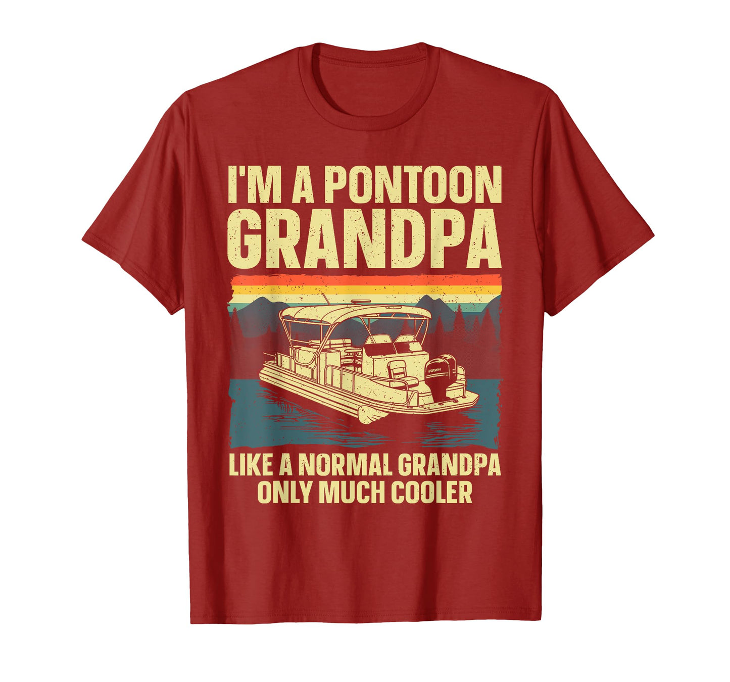 Cool Pontoon Boat Design For Grandpa Men Pontoon Boat Lover T-Shirt