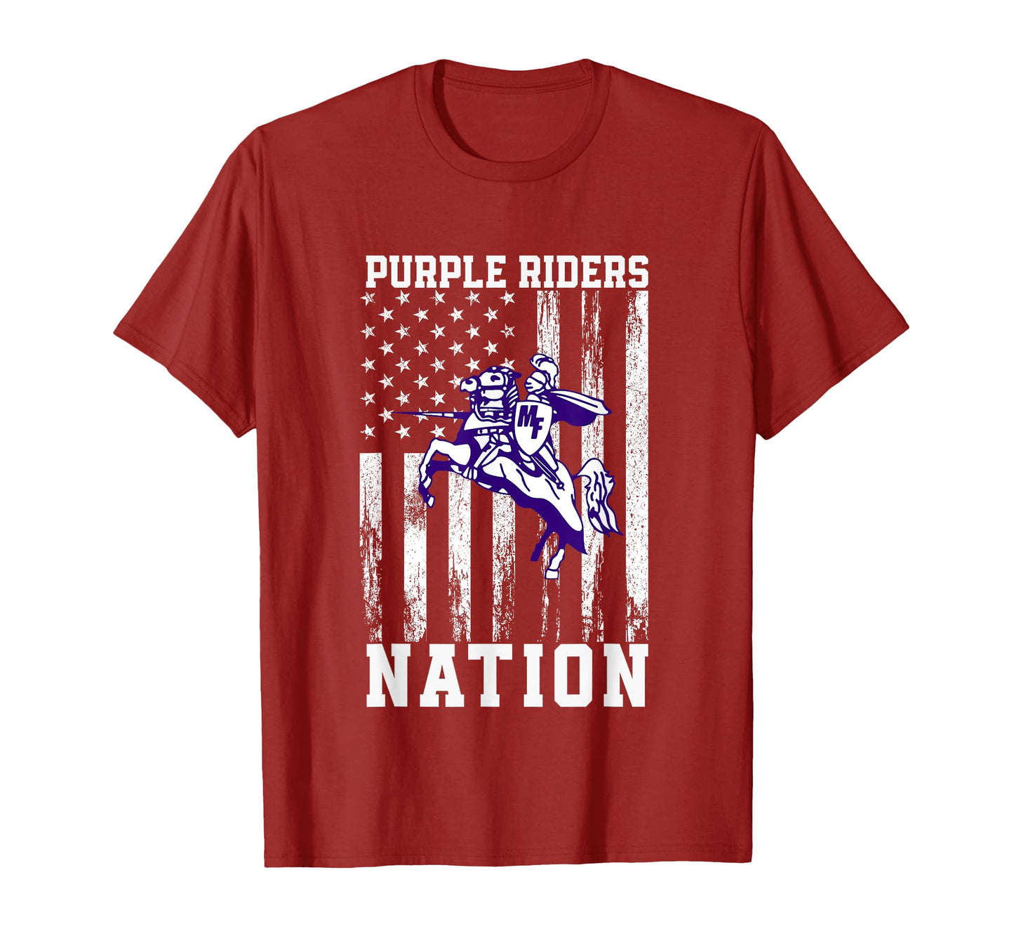 Martins Ferry Purple Riders Logo Nation HS T-Shirt