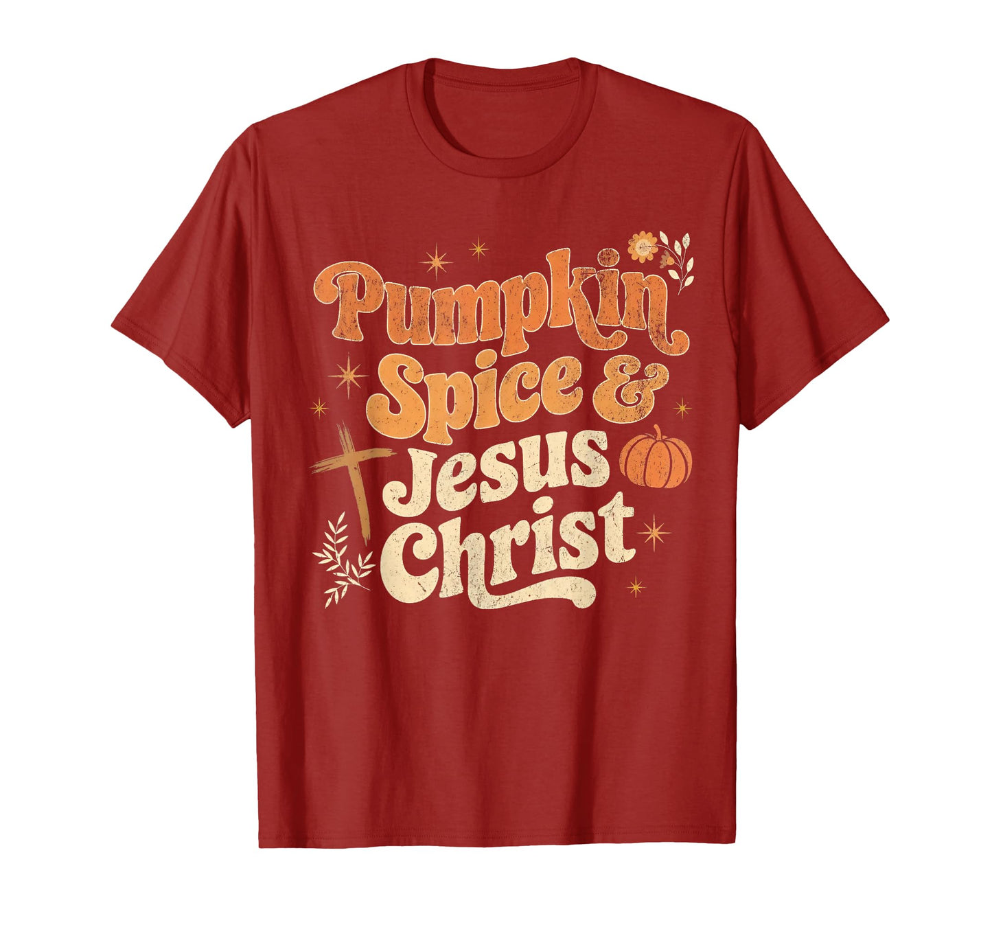 Retro Pumpkin Spice and Jesus Christ Fall Vibes Halloween T-Shirt