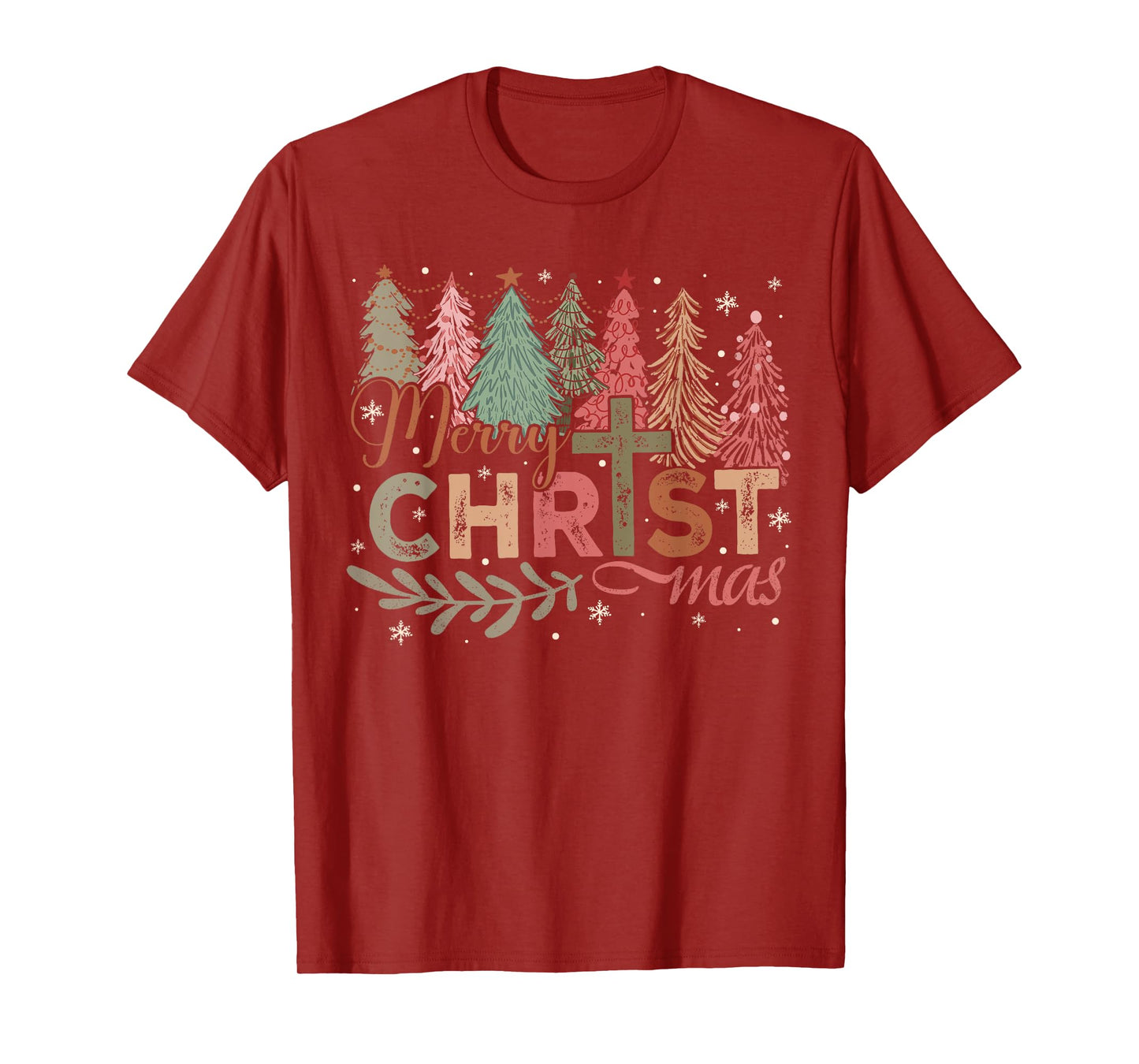 Merry Christmas Christian Faith Cross Christmas Tree Jesus T-Shirt