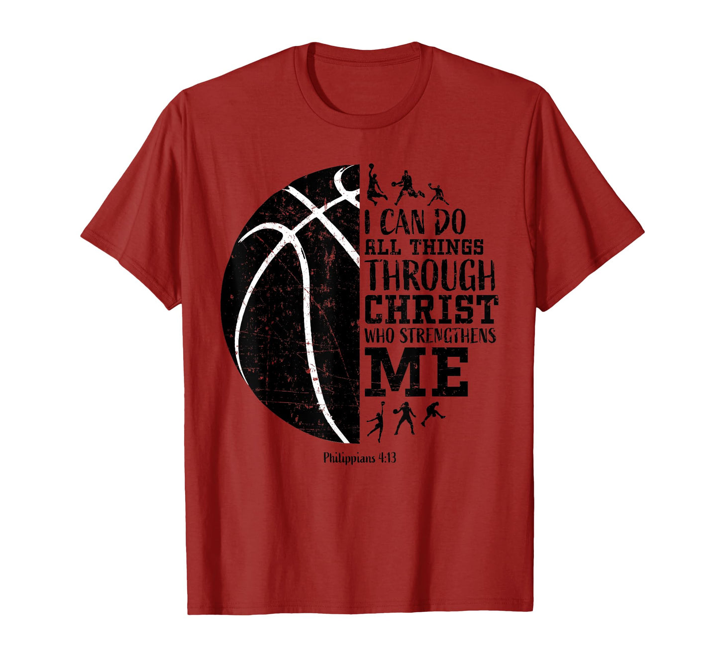 Christian Basketball Shirts Kids Boys Girls Philippians 4 13 T-Shirt