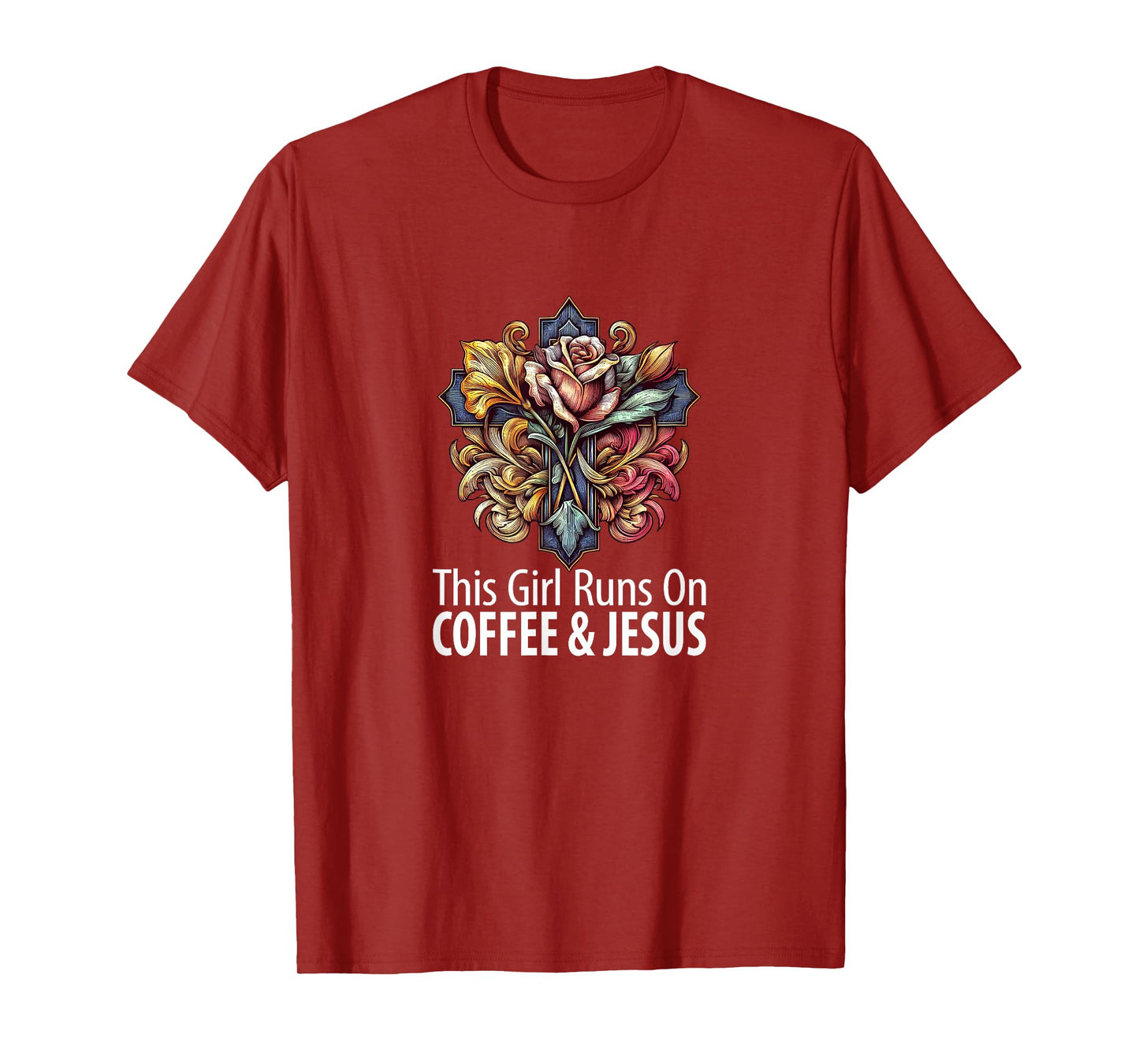 This Girl Runs On Coffee & Jesus - T-Shirt