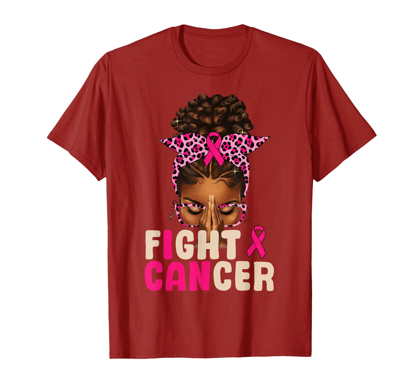 Fight Breast Cancer Afro Black Woman Pray Christian African T-Shirt