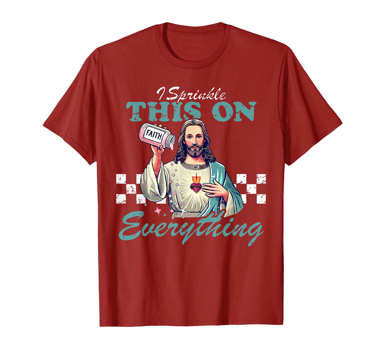 Retro Jesus Sprinkle Faith On Everything Christian Religious T-Shirt