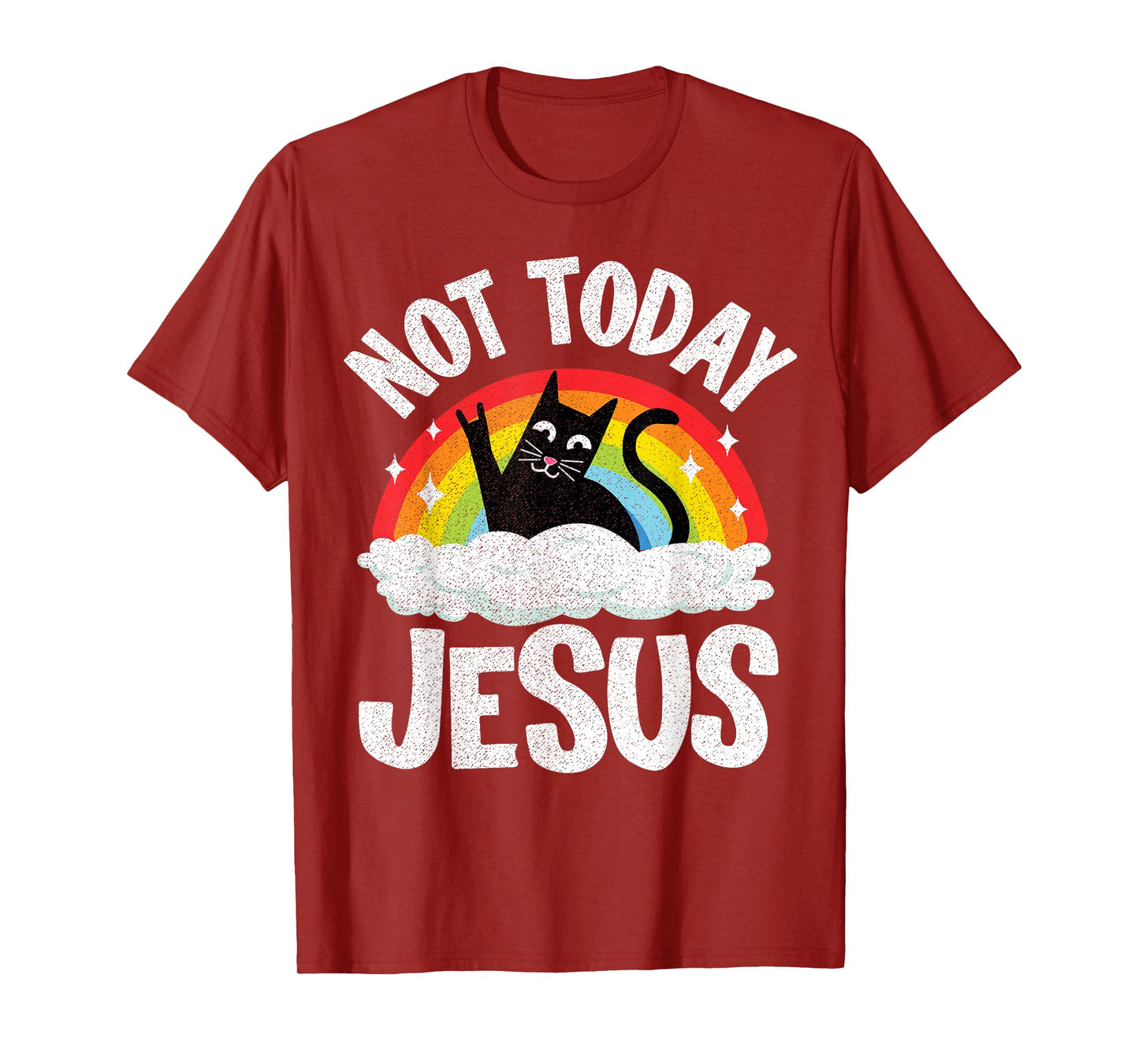 Not Today Jesus Satanic Cat Rainbow Goth Funny Death Metal T-Shirt