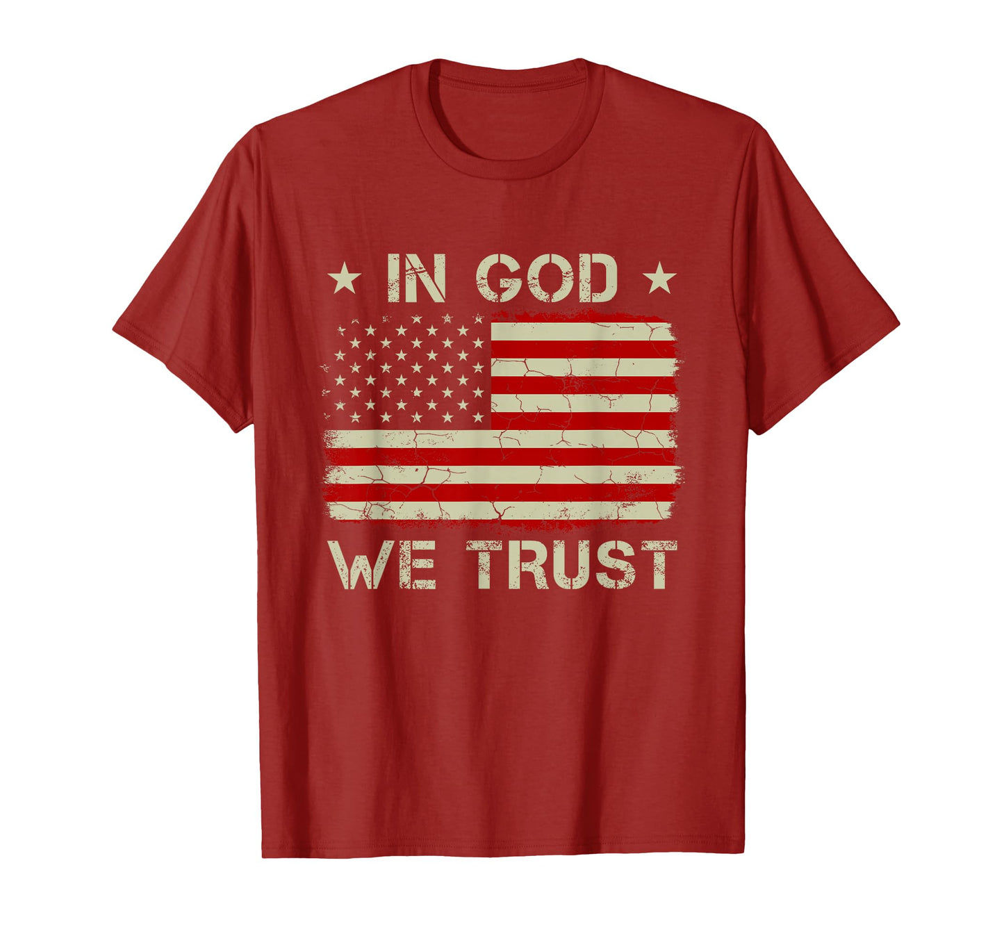 Vintage Old American Flag In God We Trust Tshirt Christian T-Shirt