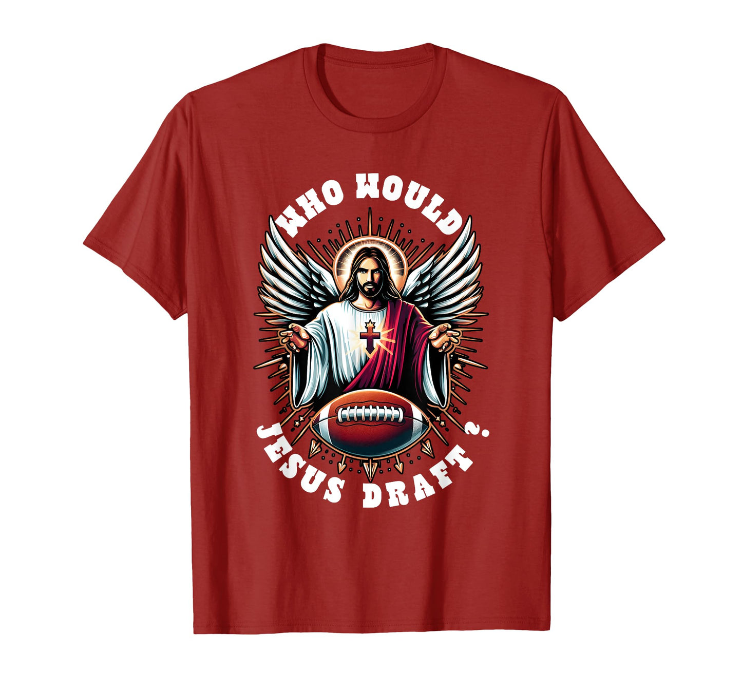 Who Would Jesus Draft Funny Fantasy Football Christian Sport T-Shirt