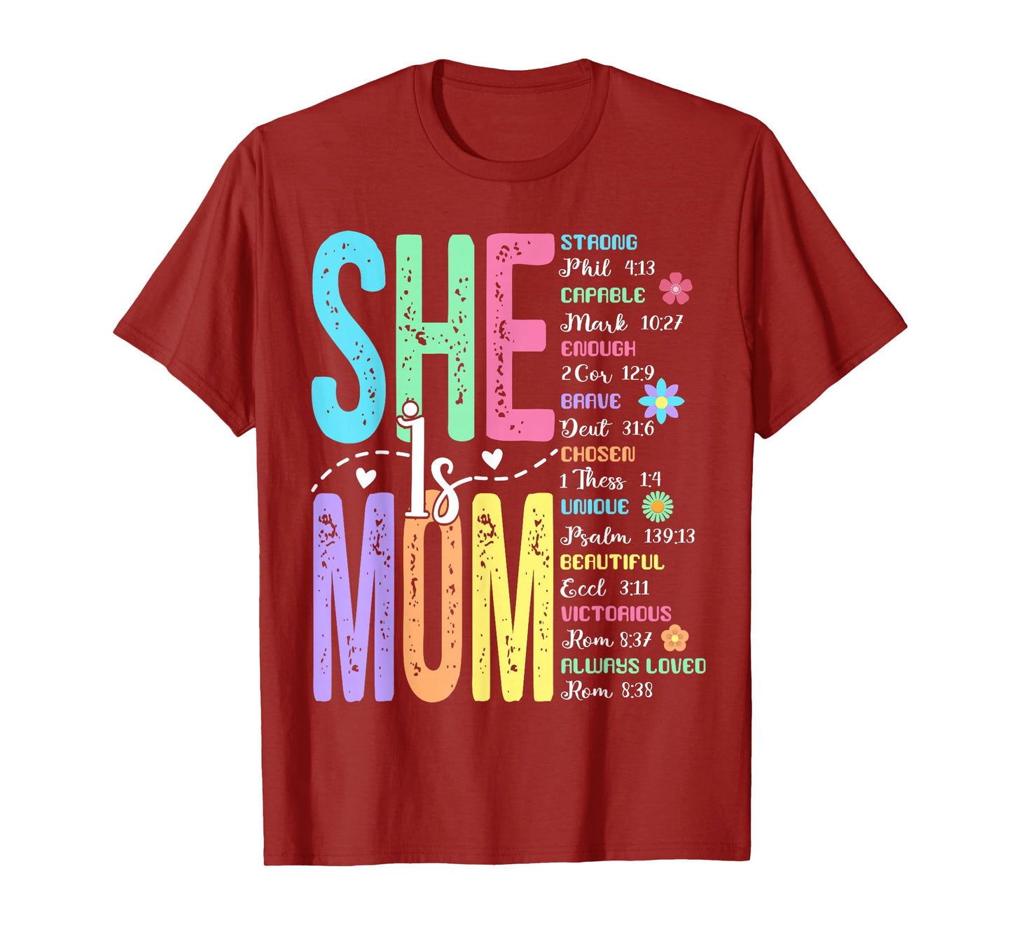 Religious Mama She Is Mom Bible Verse Christian Mothers Day T-Shirt
