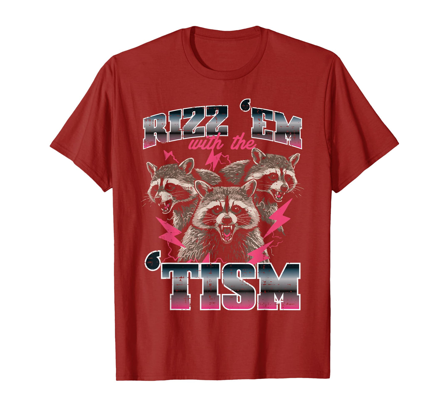 Raccoon Rizz Em With Tism Funny Saying Autism Meme Men Women T-Shirt