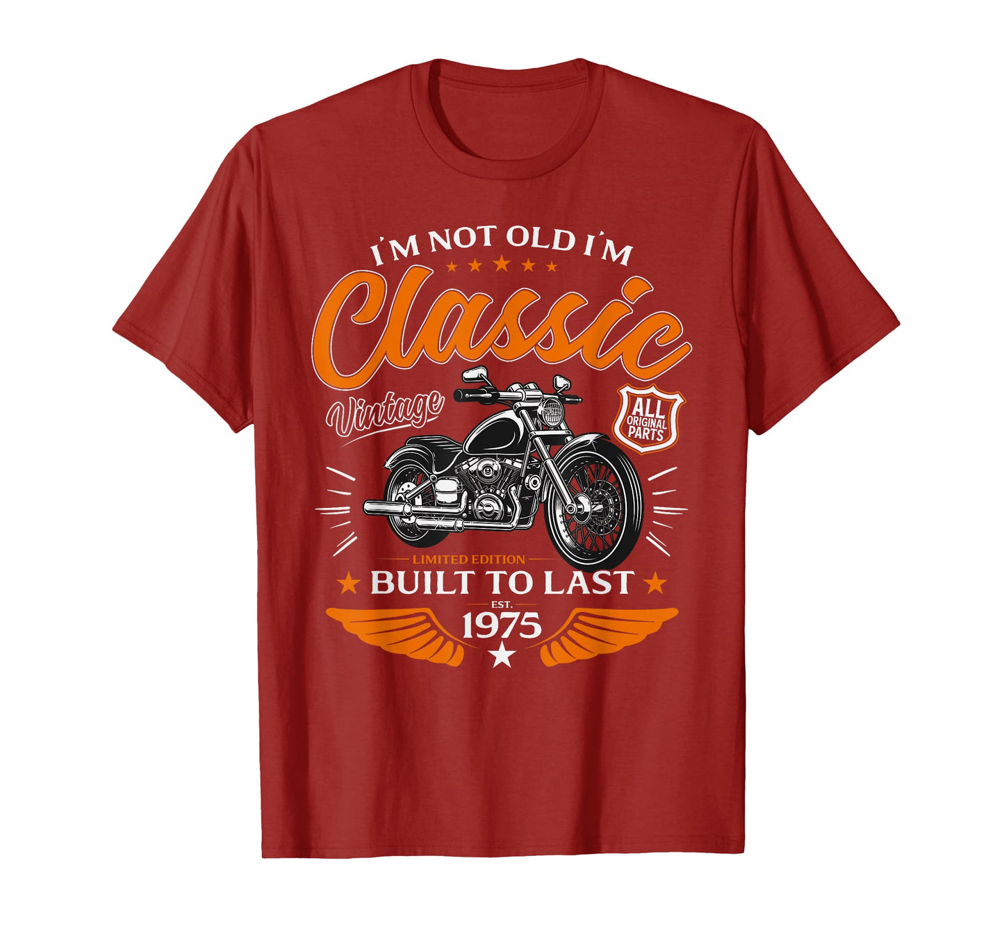 50th Birthday Man Gift Motorcycle Motorcyclist Biker 1975 T-Shirt