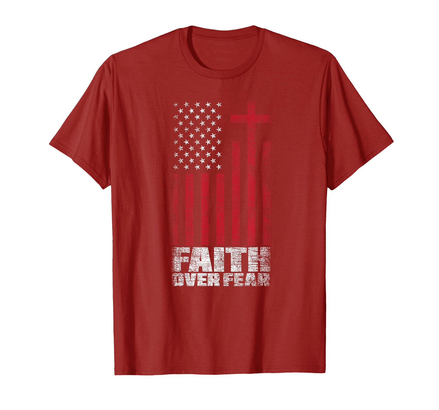 America Pride Faith Over Fear USA Flag Prayer T-Shirt for Women Kids Men