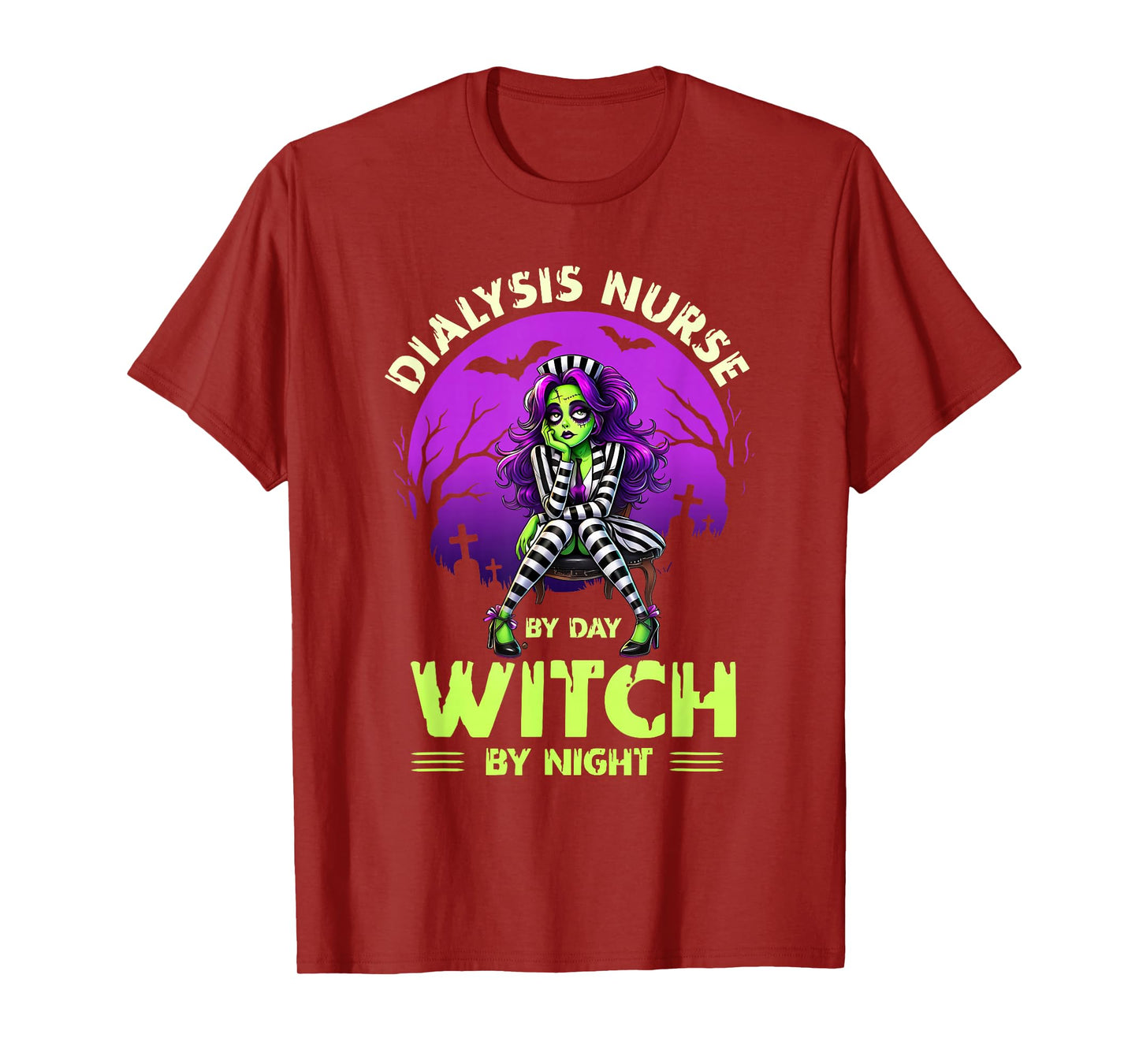 Dialysis Nurse by Day Witch by Night Halloween Nephrology T-Shirt