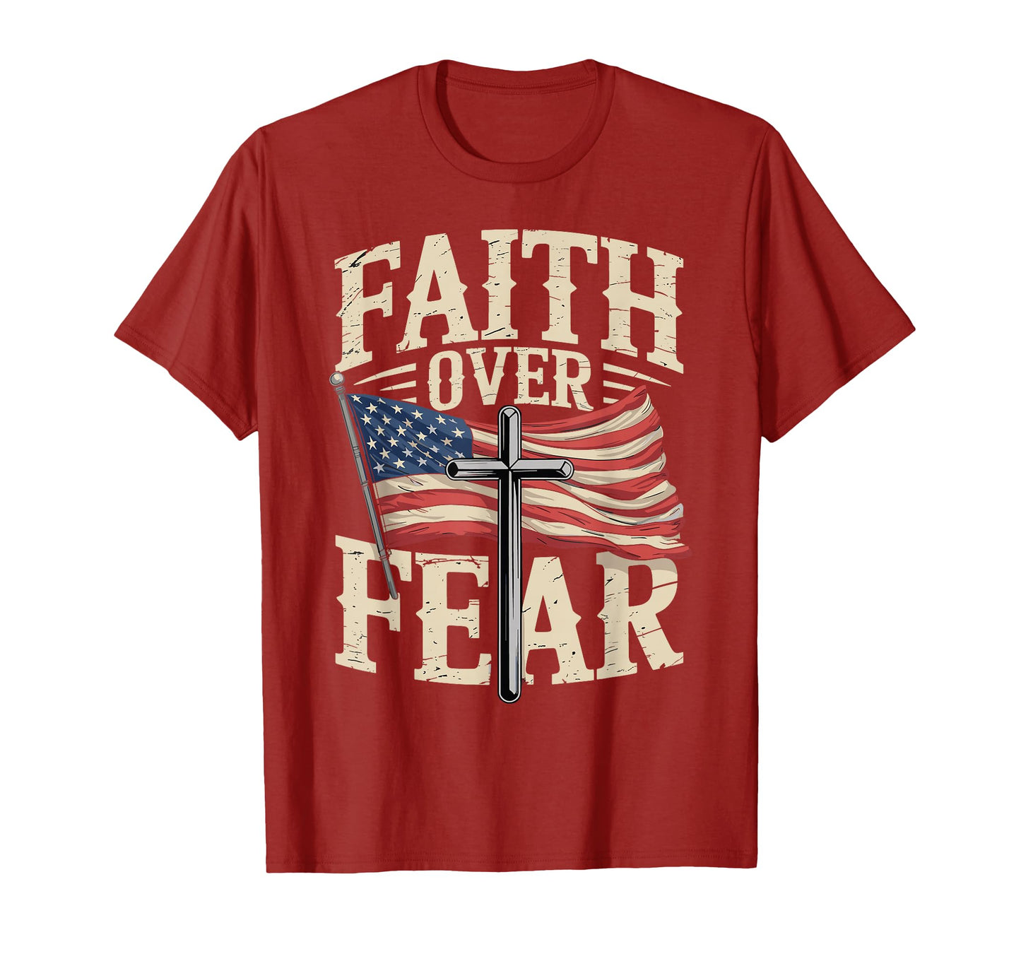 Faith Over Fear American Flag Cross T-Shirt