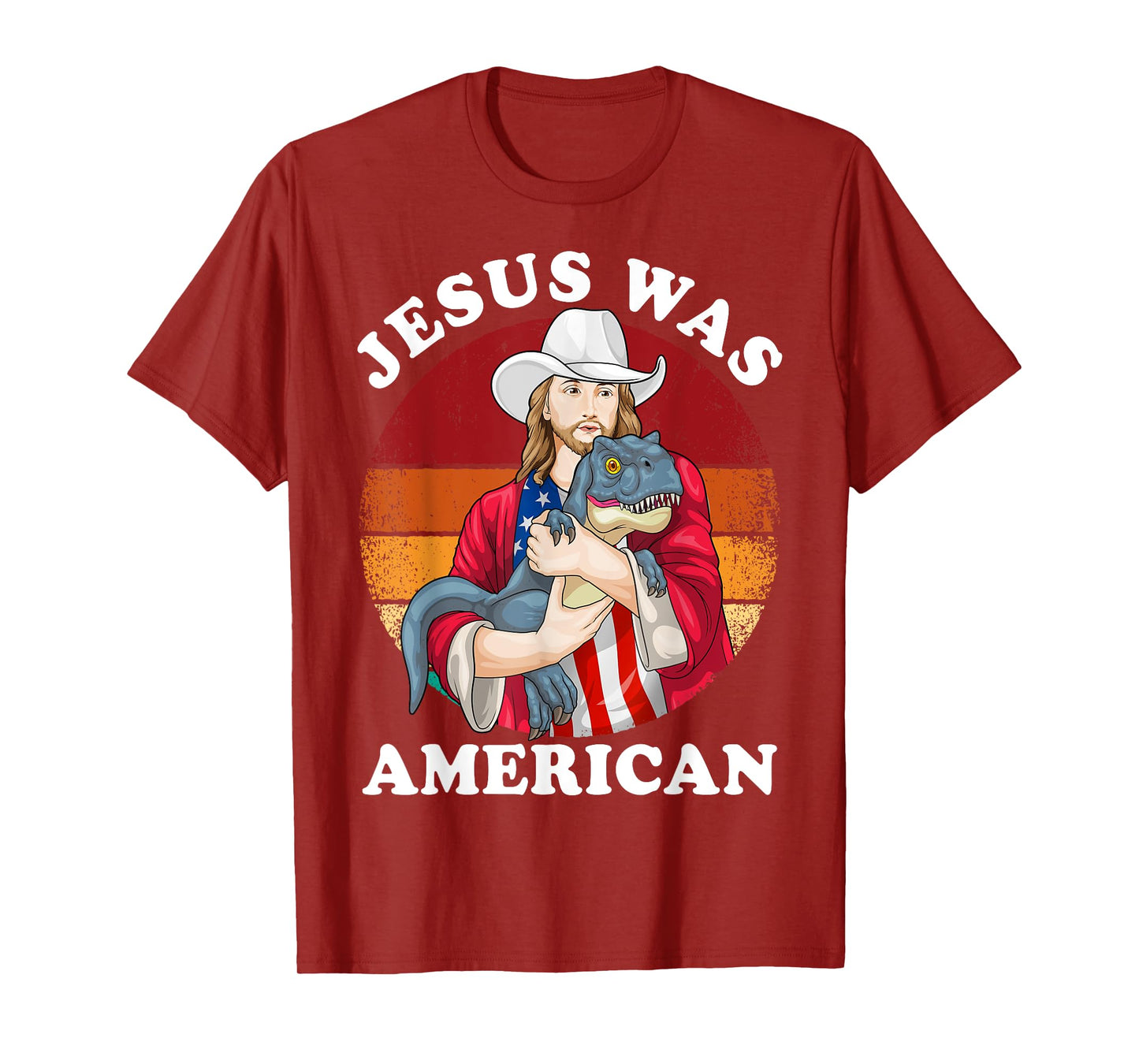 Jesus Was American Dinosaur Jesus T-Rex 4th Of July Vintage T-Shirt