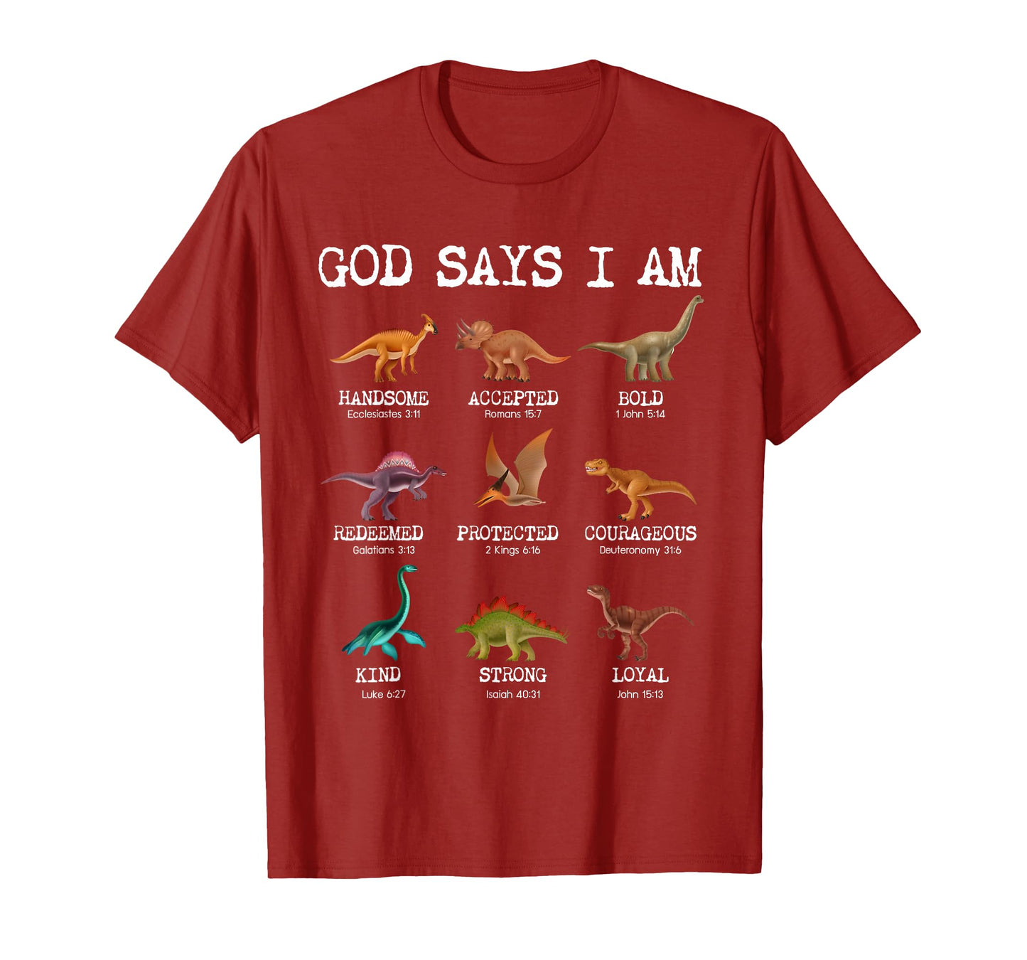 God Says I Am Dinosaur Funny Dino Kids Boys Bible Verse T-Shirt