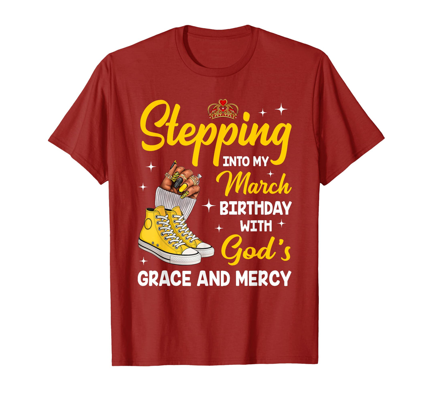 Stepping Into My March Birthday Queen Melanin Afro Woman T-Shirt