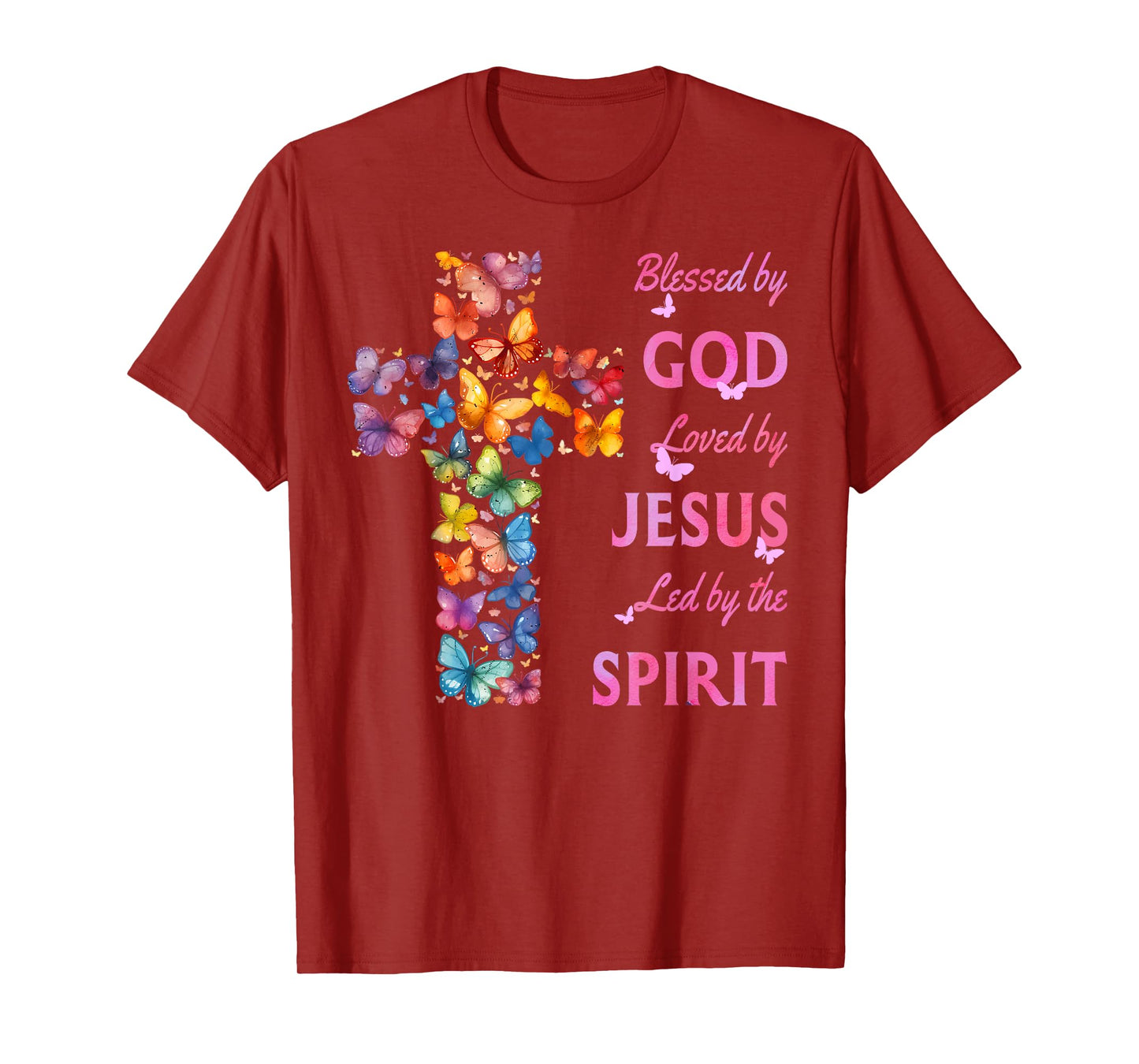 Blessed by God Loved by Jesus Butterfly Cross T-Shirt
