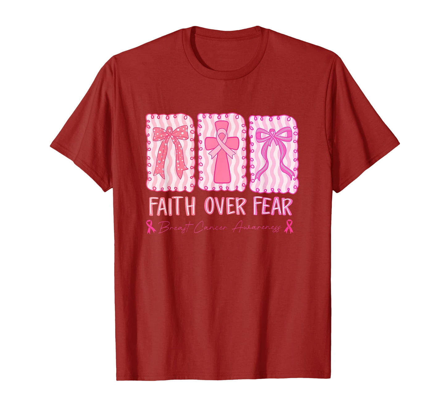 Faith Over Fear Breast Cancer Awareness Christian Religious T-Shirt