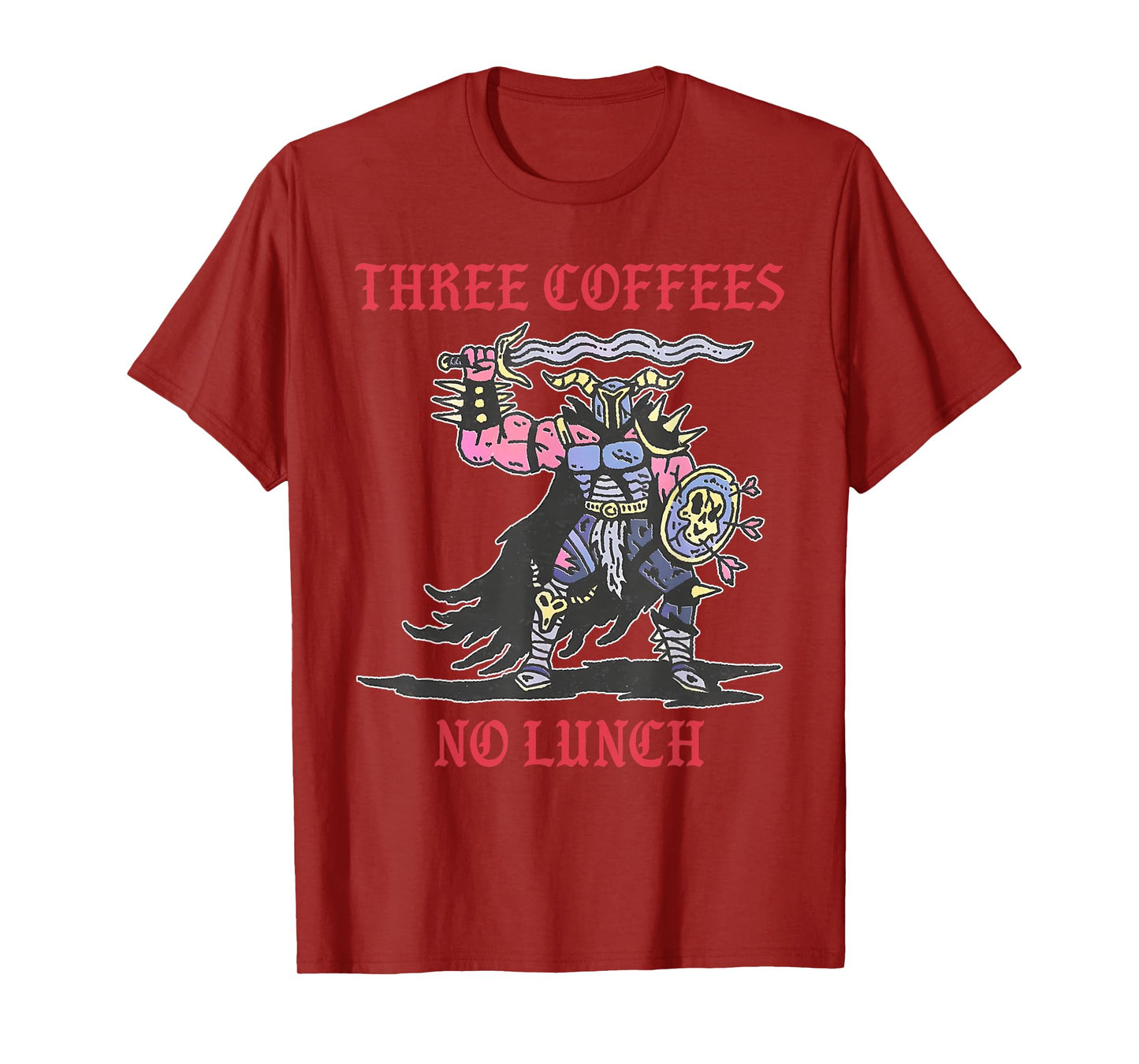 Three Coffees No Lunch Design T-Shirt