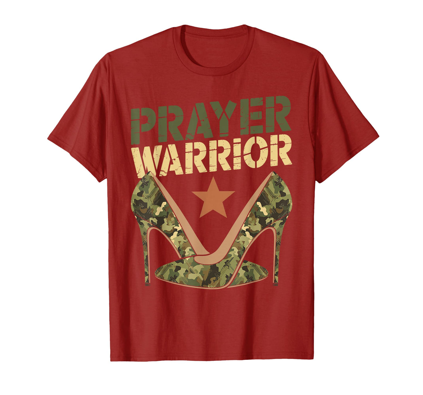 Camo Heels Prayer Warrior Faith God Jesus Christian Women T-Shirt