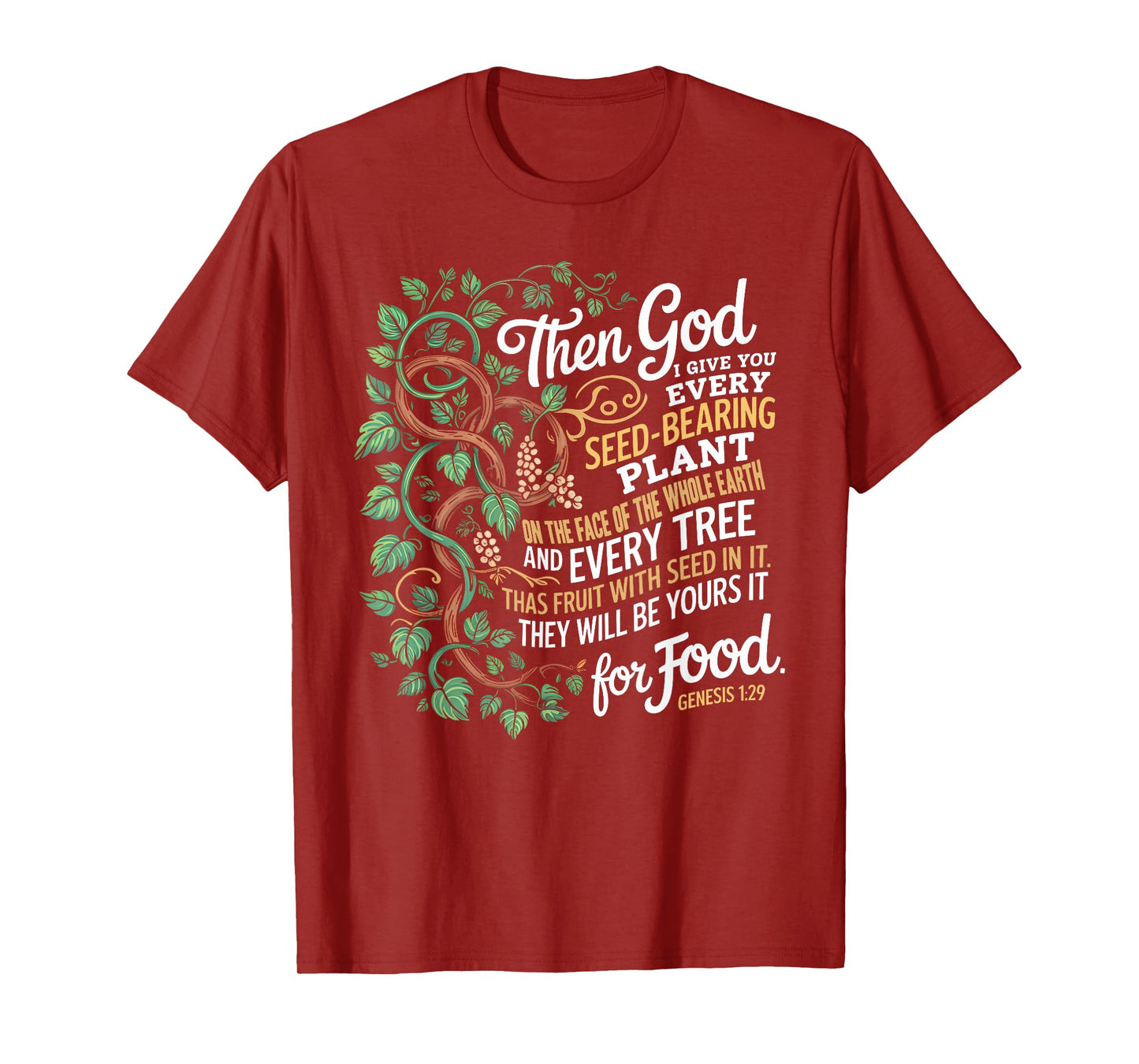 Genesis 1:29 Plant Based Diet Vegan Bible Verse T-Shirt