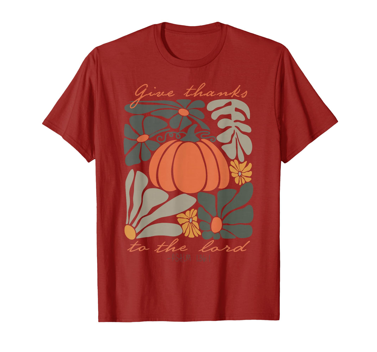 Give Thanks to The Lord Boho Floral Christian Thanksgiving T-Shirt