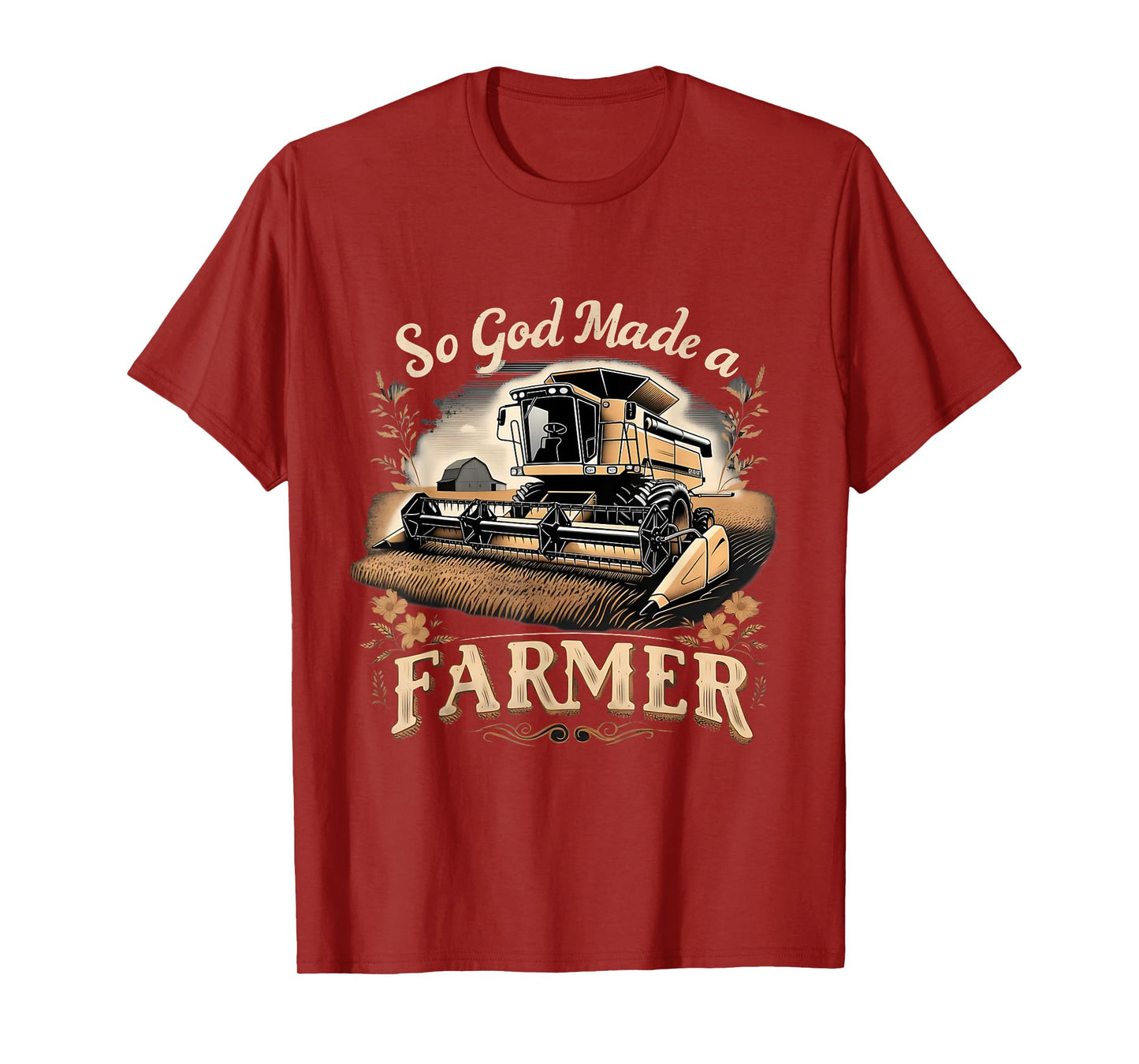 So God Made a Farmer Tractor Harvest Design T-Shirt