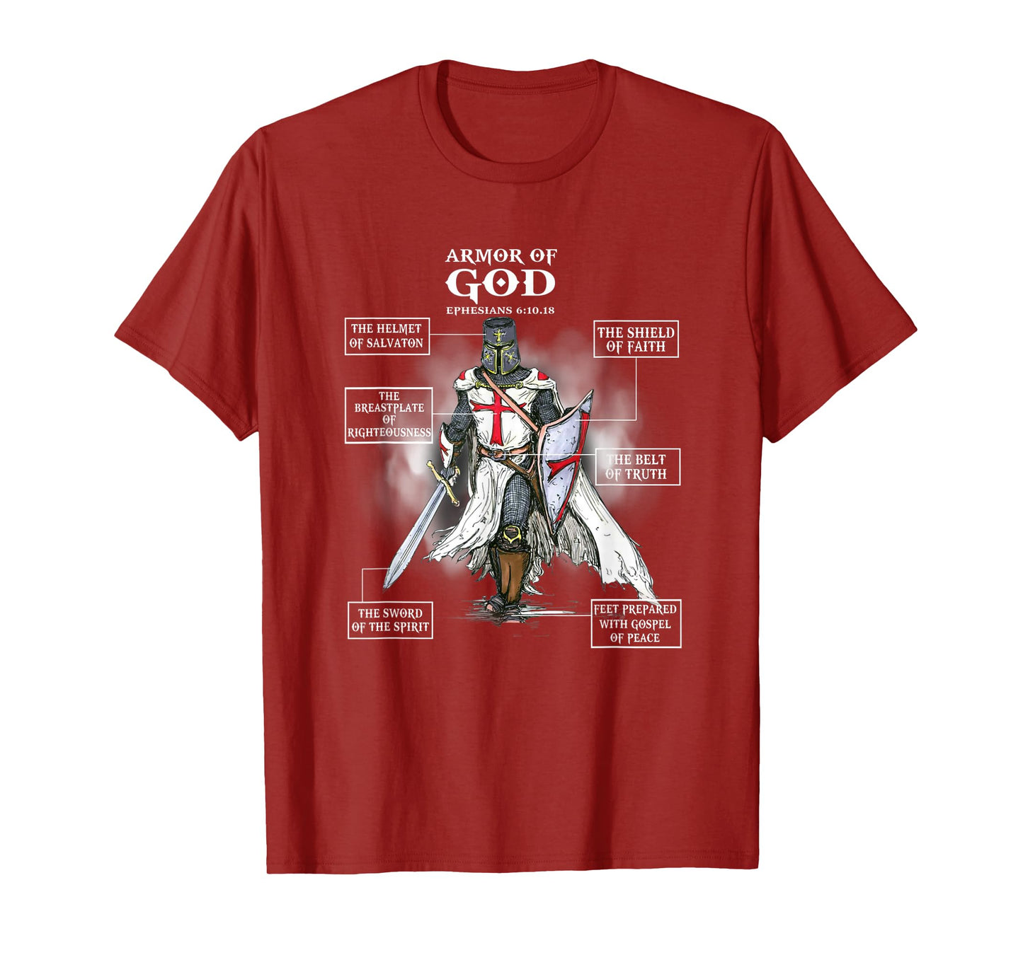Armor of God Bible Verse Great Warrior Religious Christian T-Shirt