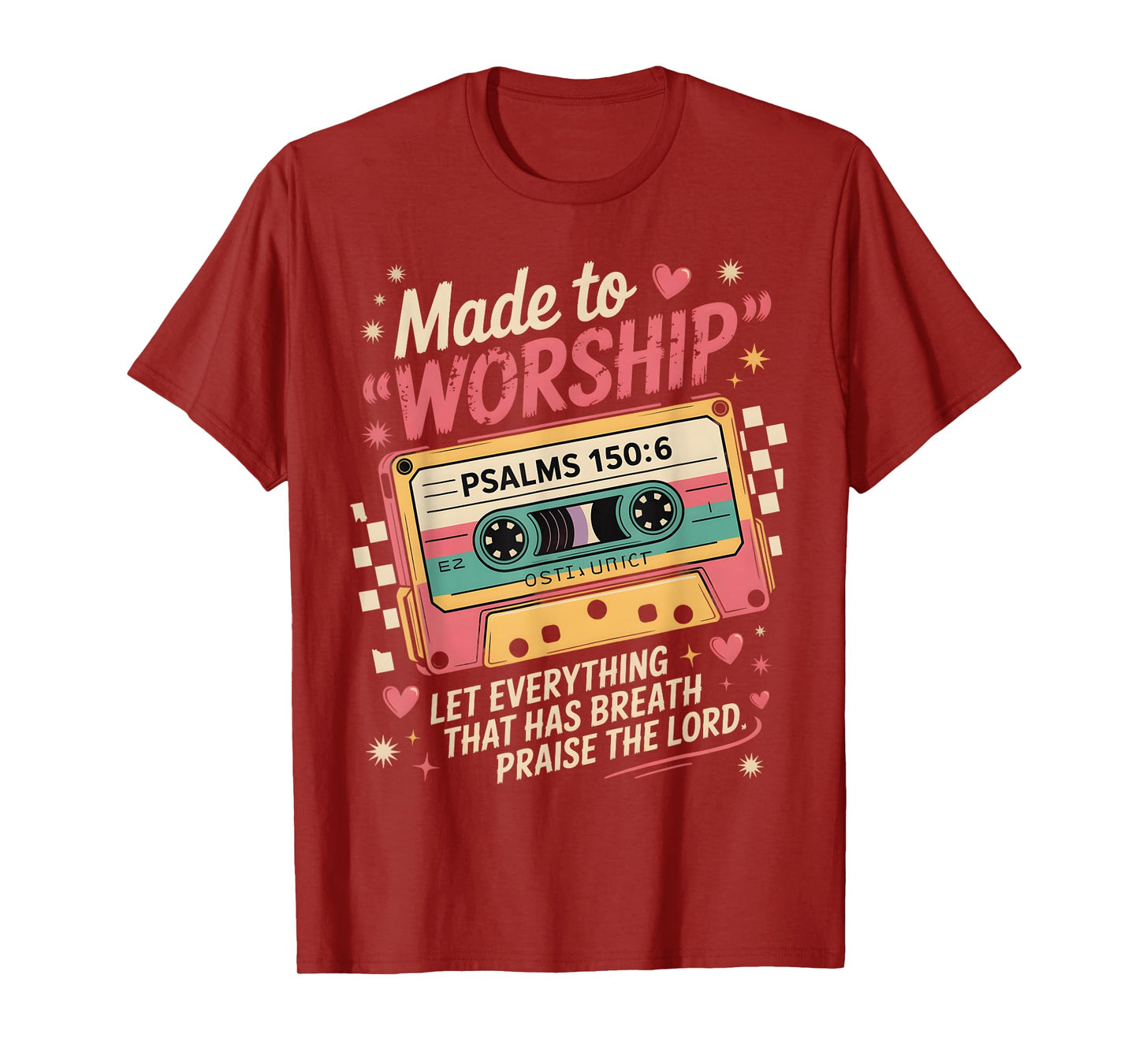 Retro Cassette Made to Worship Psalms 150:6 Christian Music T-Shirt