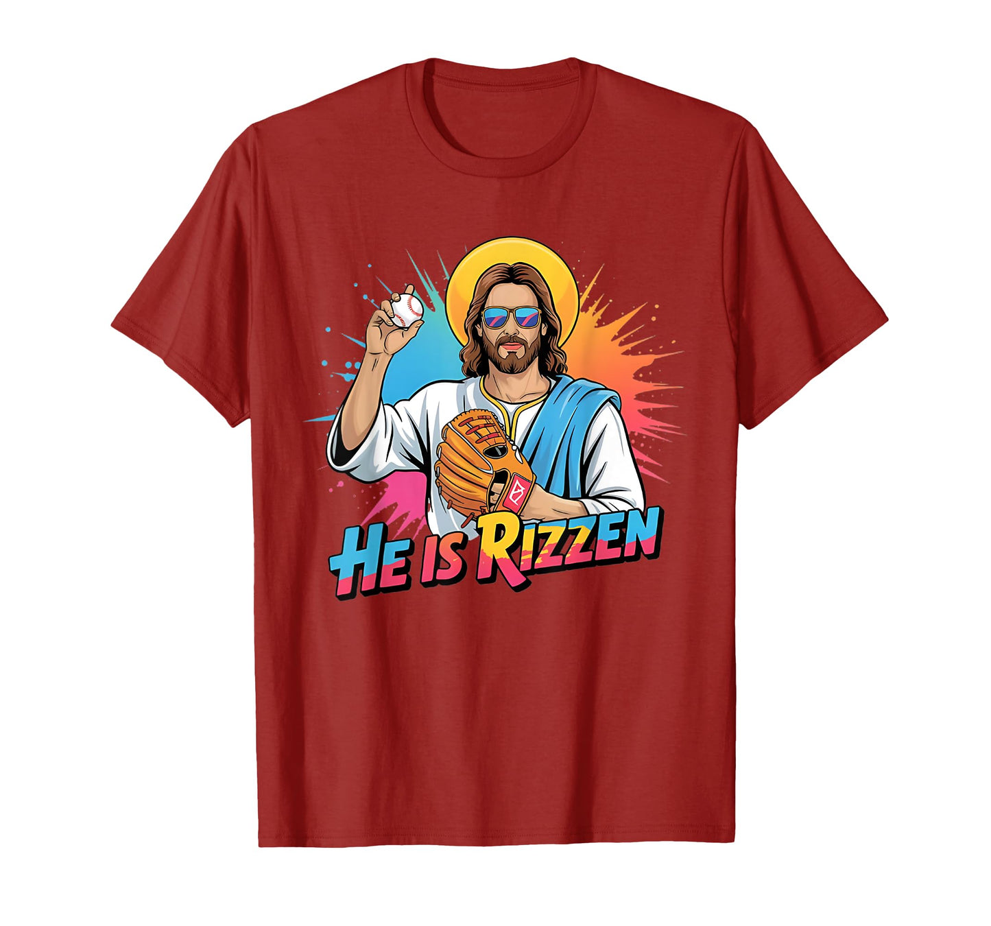Funny He Is Rizzen Jesus Shirt Baseball Boys Kids Easter T-Shirt