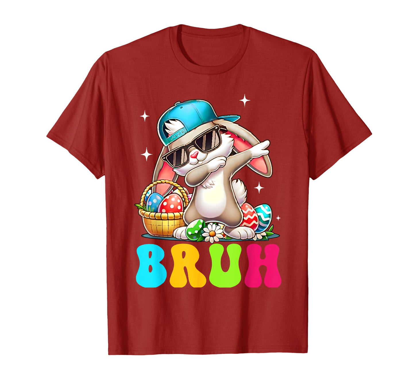 Funny Easter Kids Tee Bunny Easter Funny Bruh Dabbing T-Shirt
