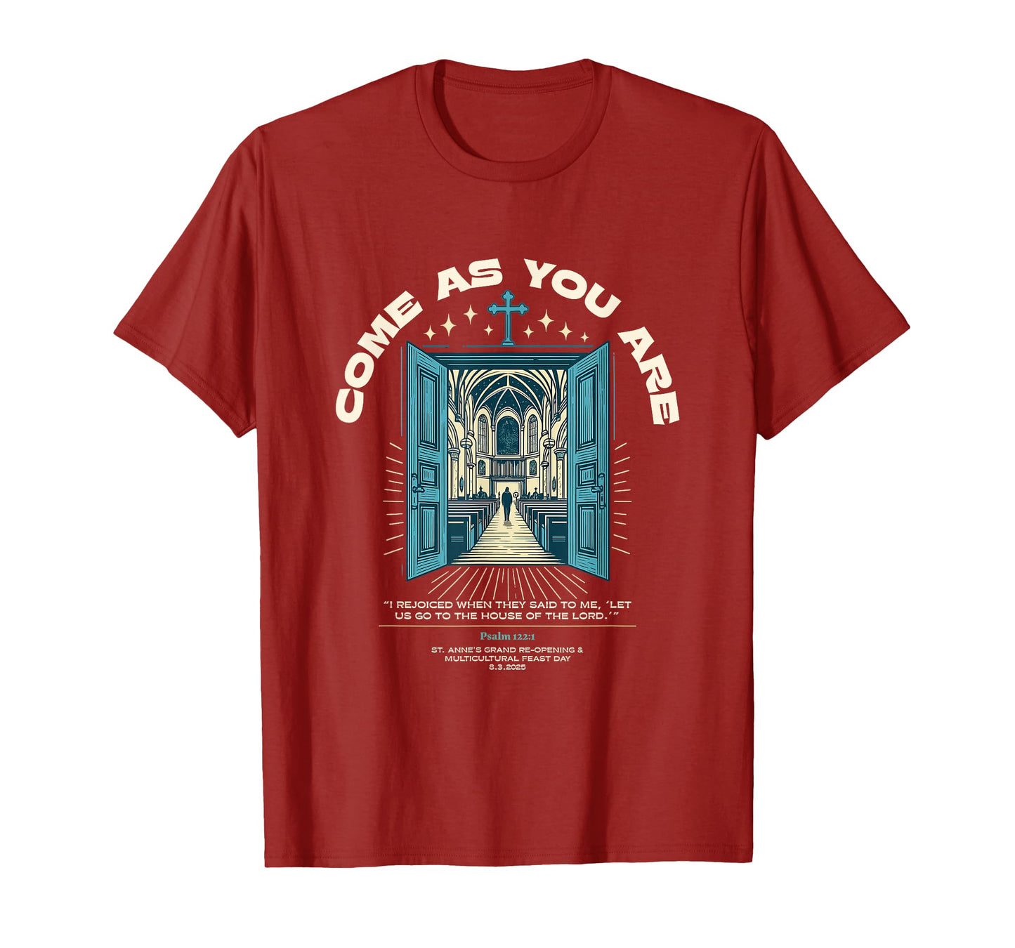 Church-Welcome-Tee-Psalm1221-OpenDoors Dark T-Shirt