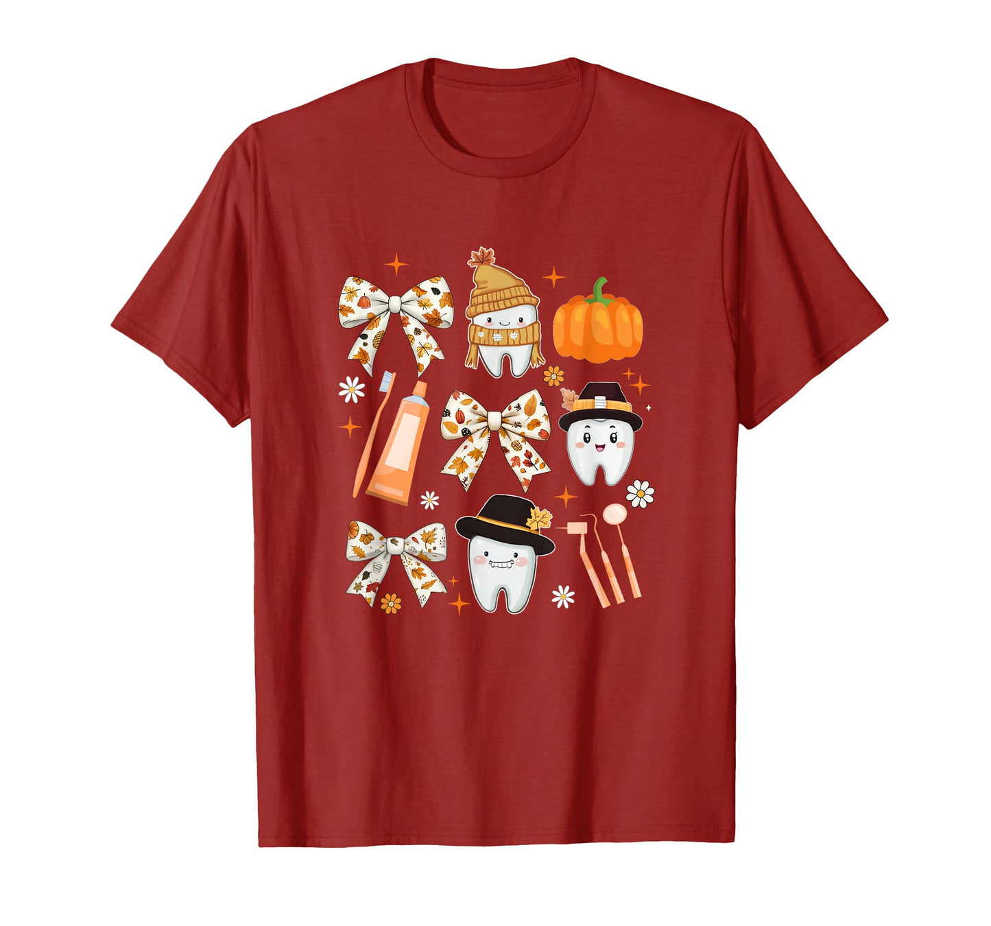 Coquette Bow Dental Squad Fall Autumn Dentist Assistant T-Shirt