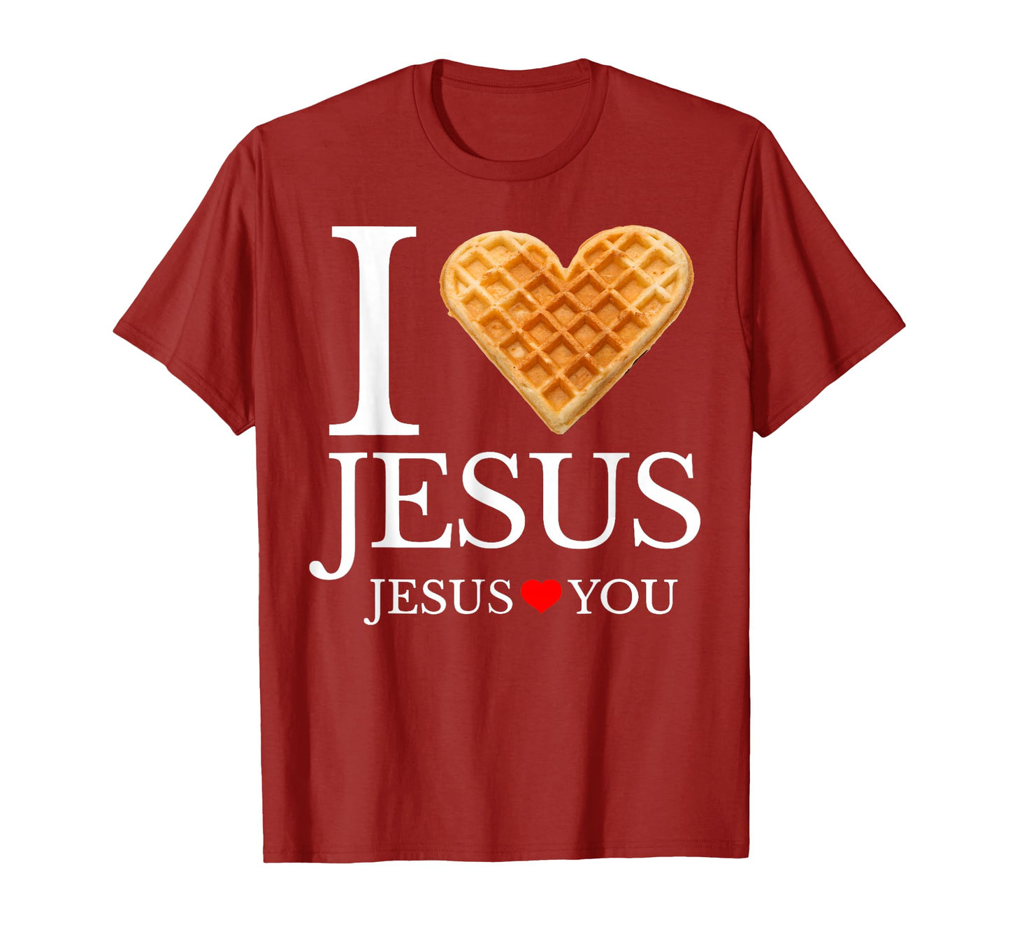I Love Jesus Waffle Heart Funny Christian Breakfast T-Shirt