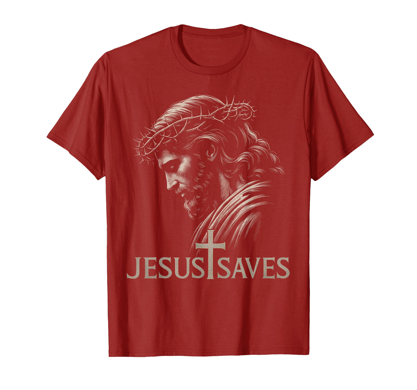 HUGvyn Jesus Saves Minimalist Christian Faith Cross American T-Shirt