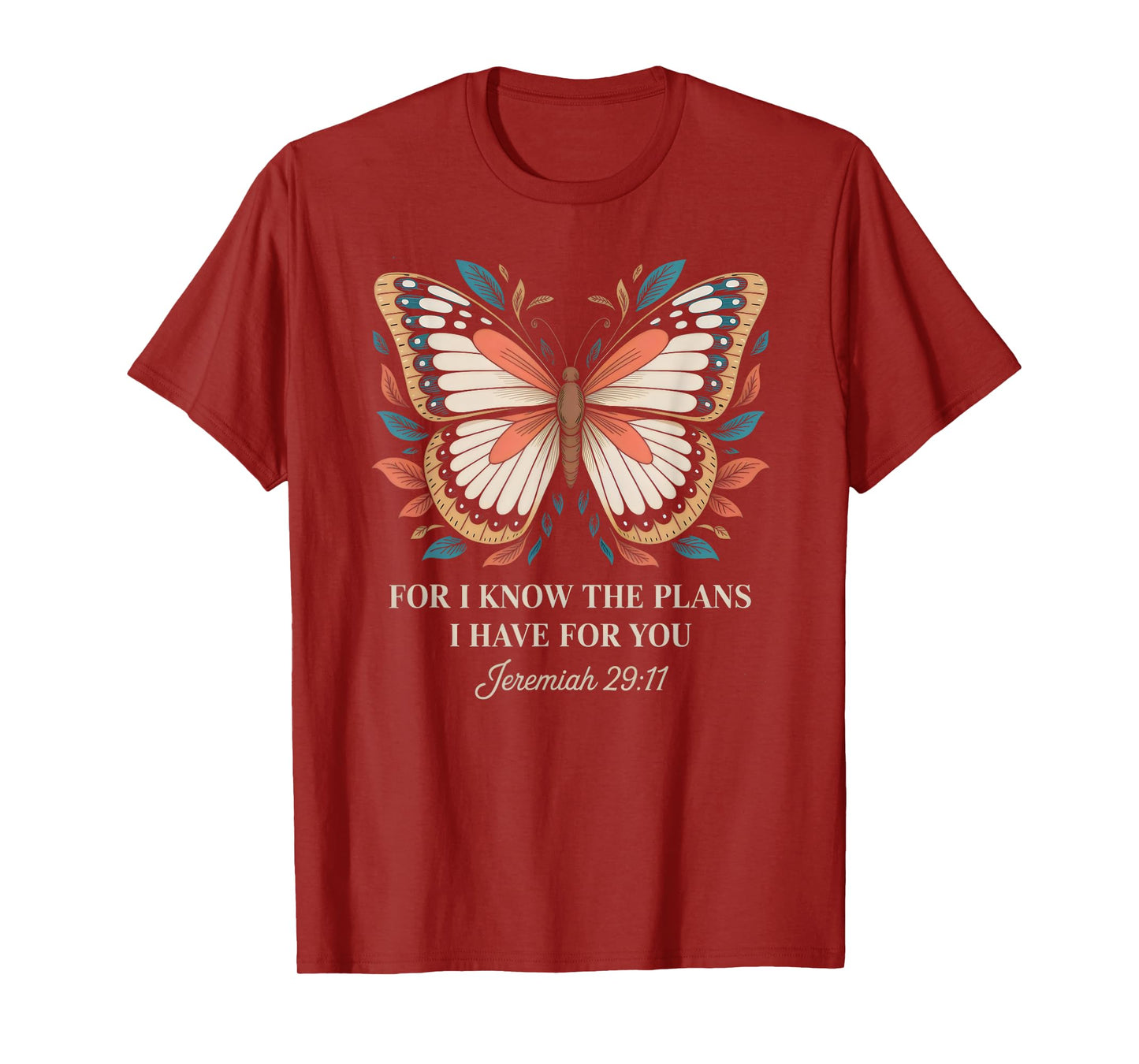 Inspirational Jeremiah 29:11 Butterfly Christian Bible Verse T-Shirt