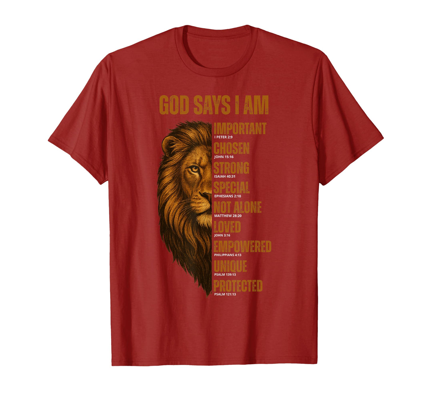 Christian God Says I Am Lion Bible Verse Jesus Blessed Dad T-Shirt