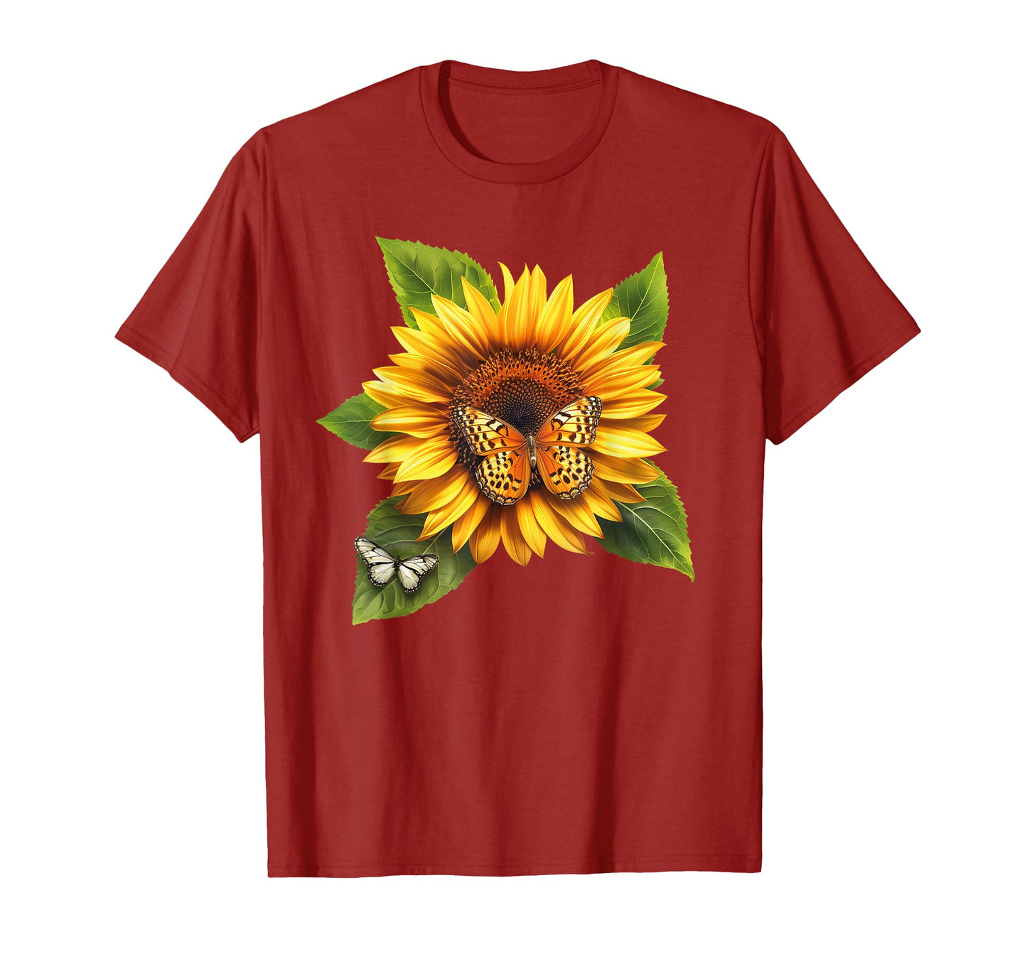 Butterfly Sunflower Floral Flower T-Shirt