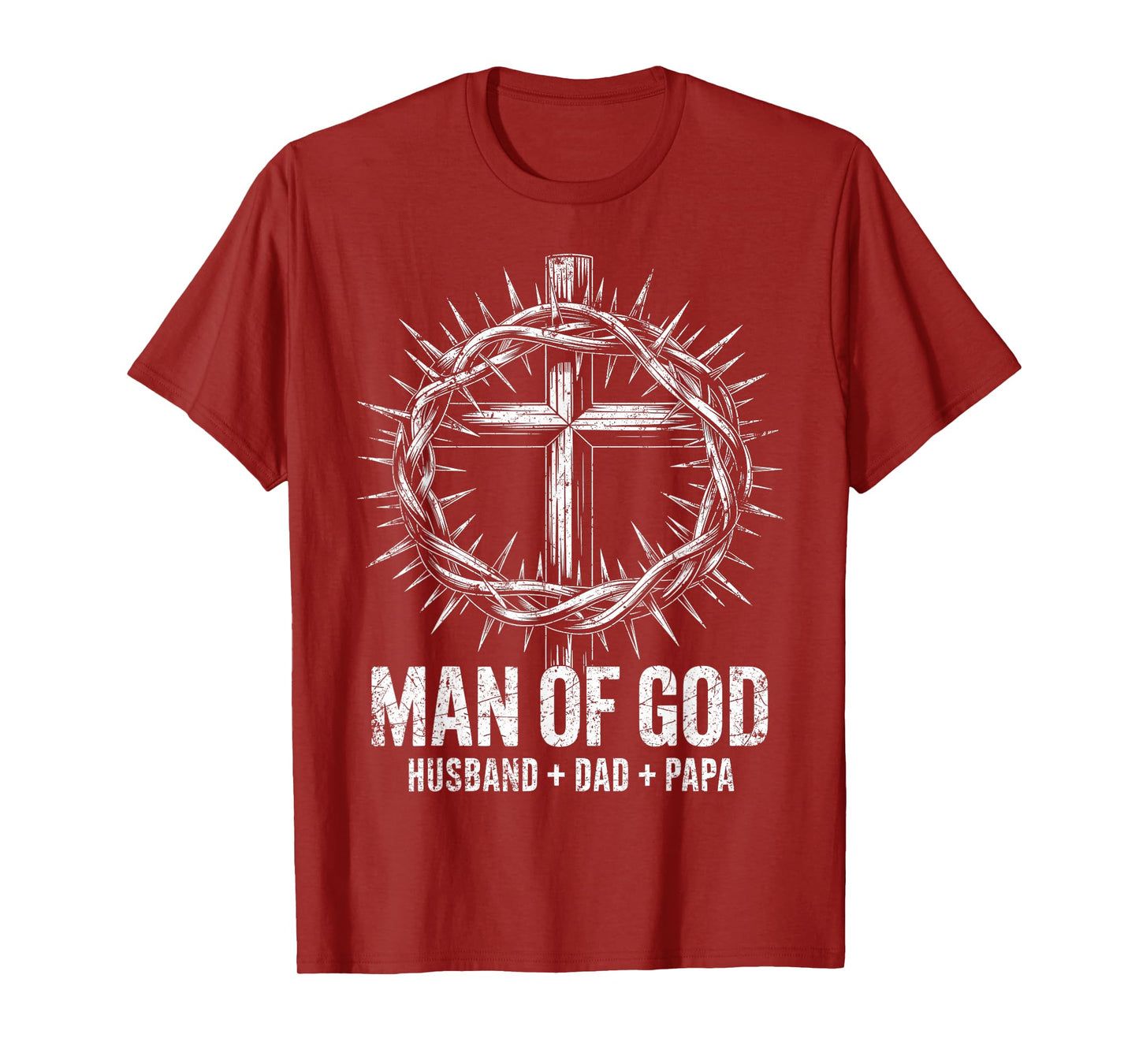 Man Of God Husband Dad Papa Cross Fathers Day Men Christian T-Shirt