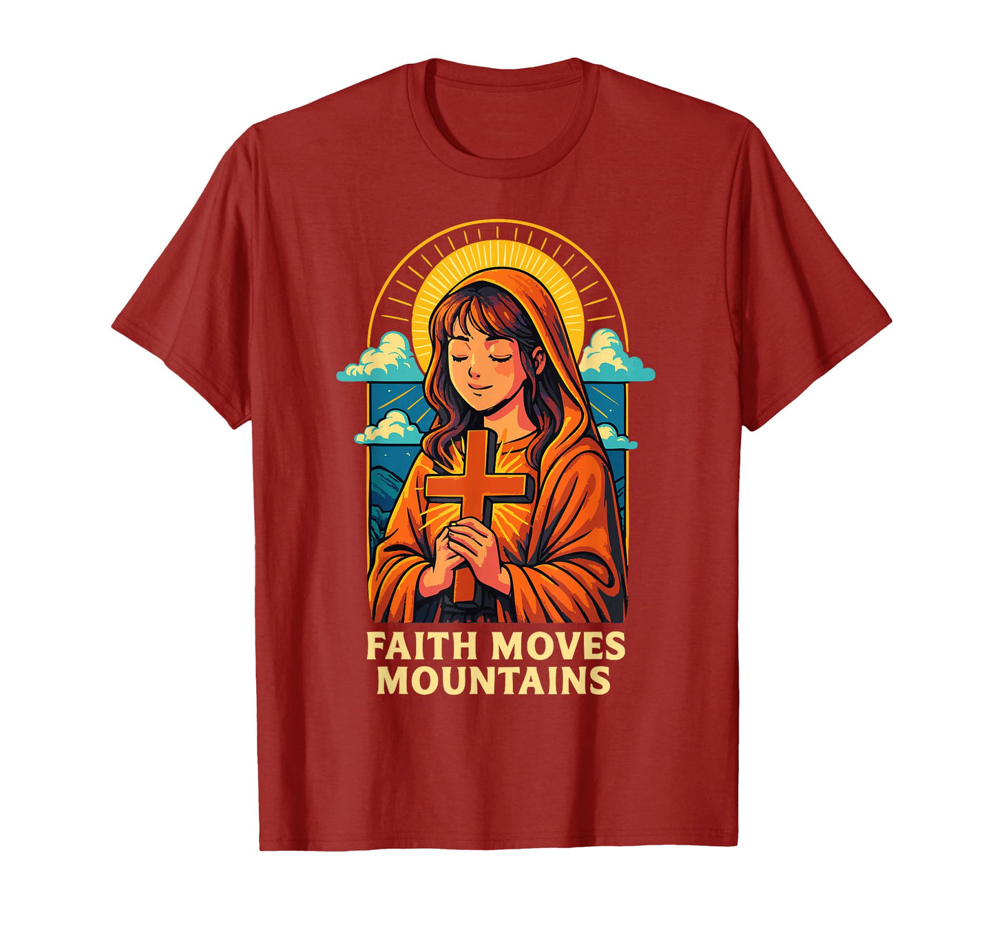Faith Moves Mountains Christian Anime Manga Jesus Prayer T-Shirt
