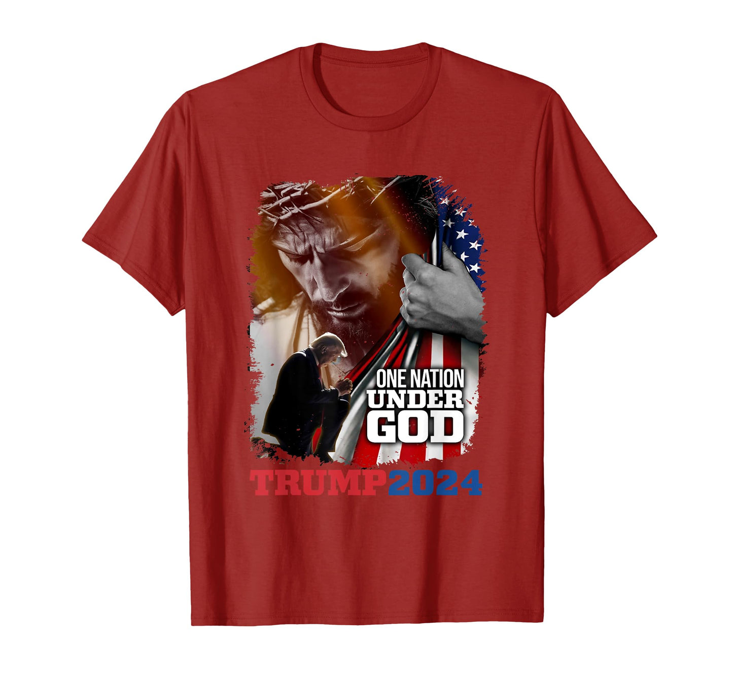 One Nation Under God President Trump 2024 America Christian T-Shirt