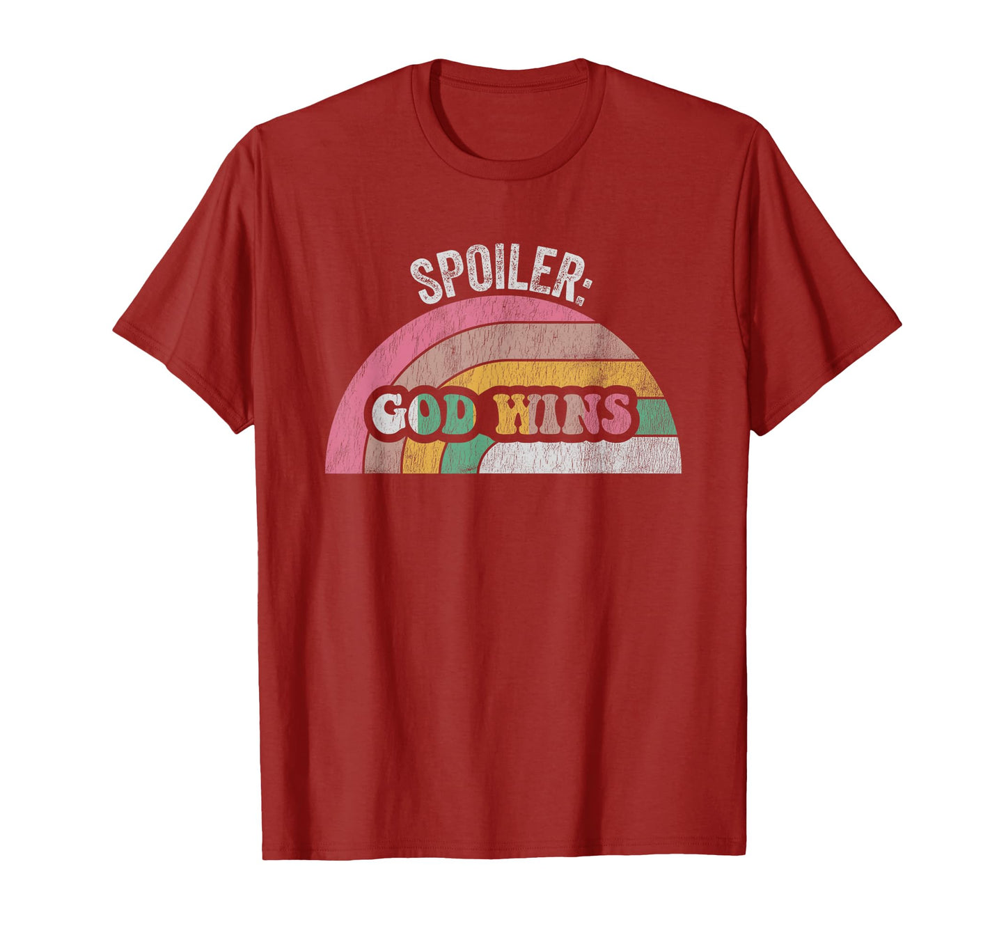 Spoiler God Wins Retro Rainbow Text T-Shirt